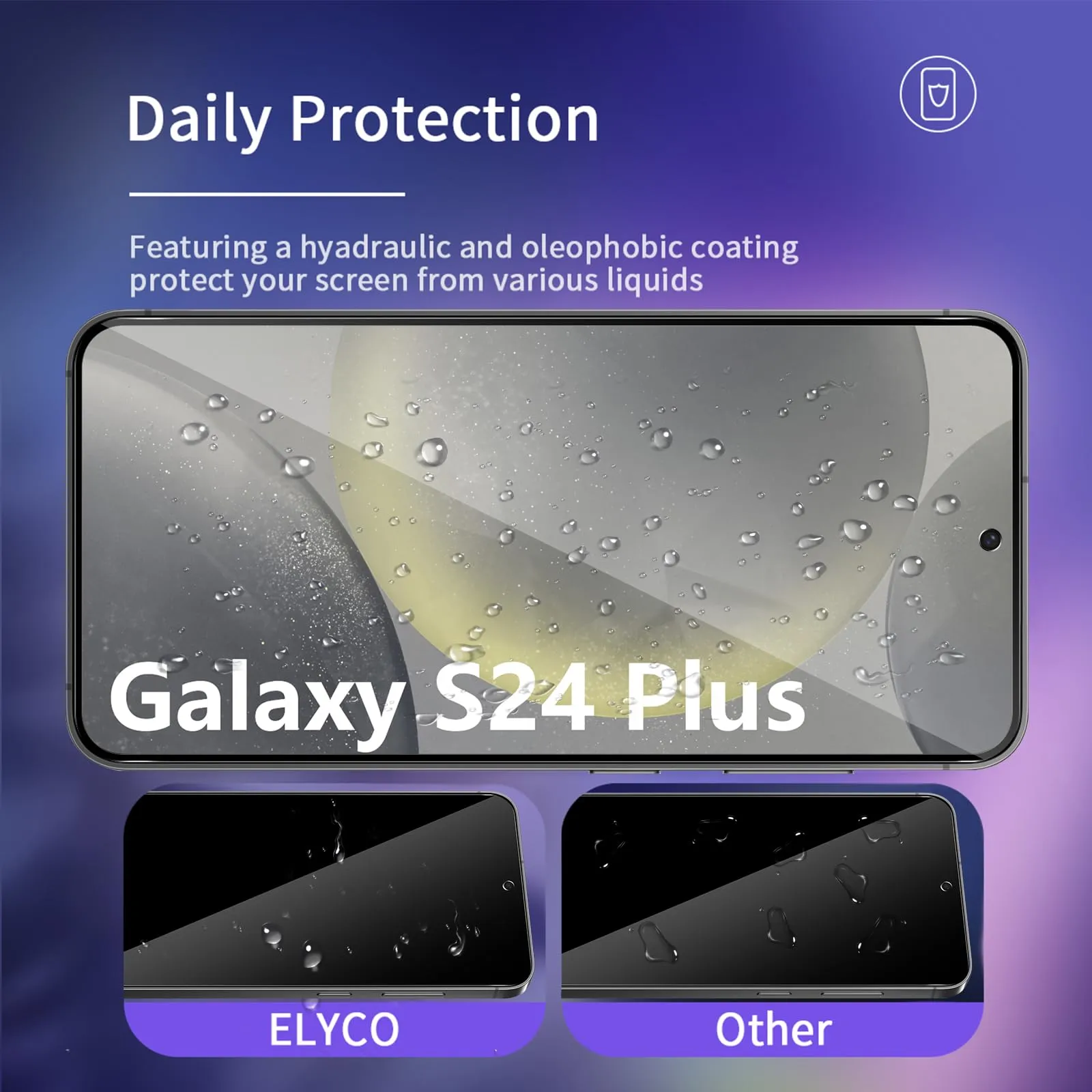 ELYCO Vetro Temperato Privacy per Samsung Galaxy S24 Plus / S25 Plus, 2 Pezzi - immagine 4