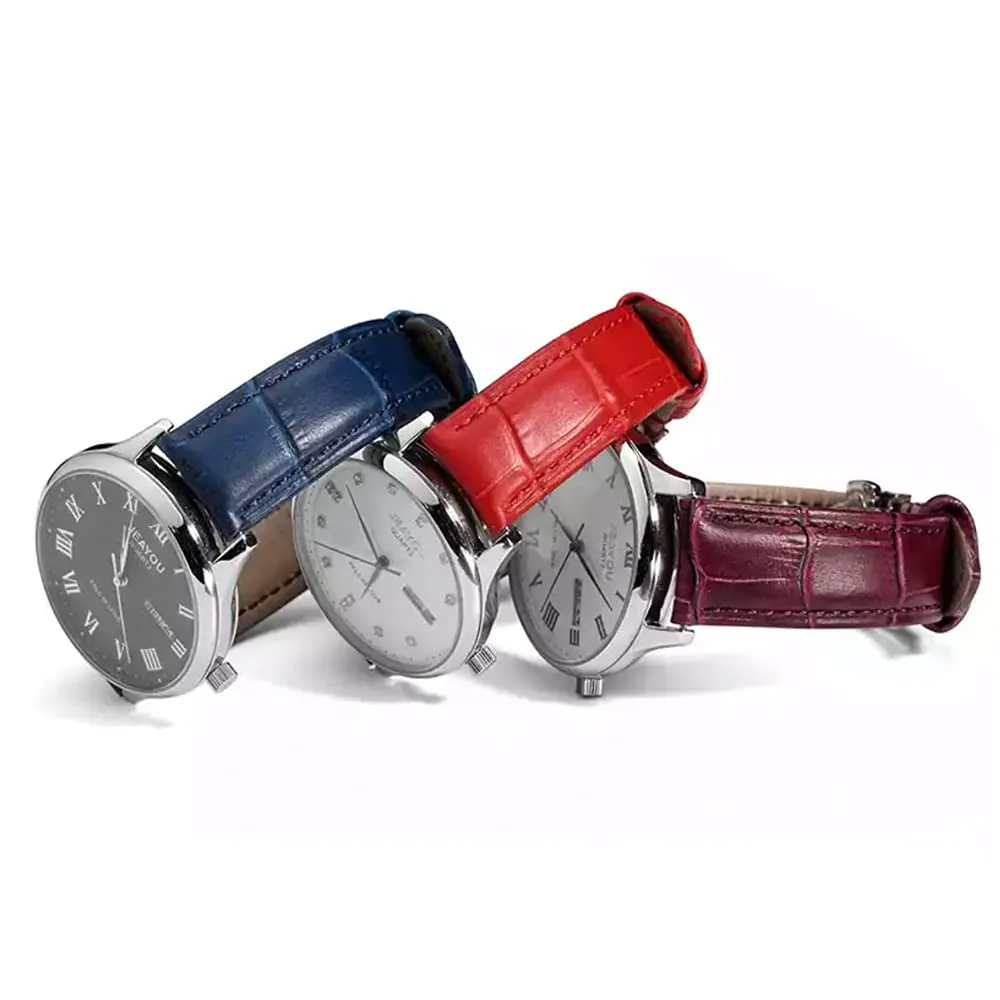 AIYIRUO Cinturino in Pelle Modello Coccodrillo per Orologio, Blu-Argento, 17mm - immagine 5