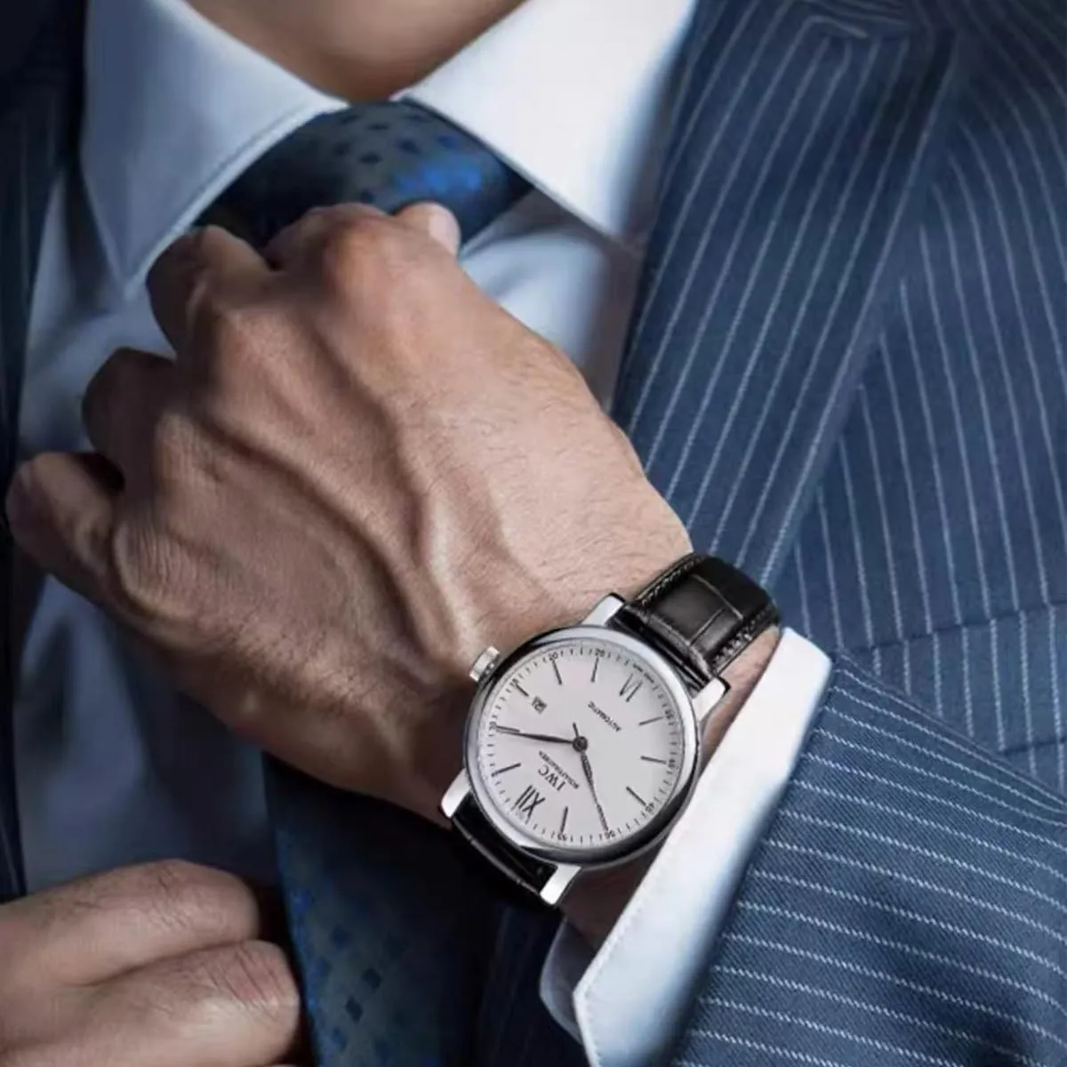 AIYIRUO Cinturino per Orologio in Vera Pelle Coccodrillo, Fibbia in Acciaio Inossidabile, 20mm, Nero-Argento - immagine 6