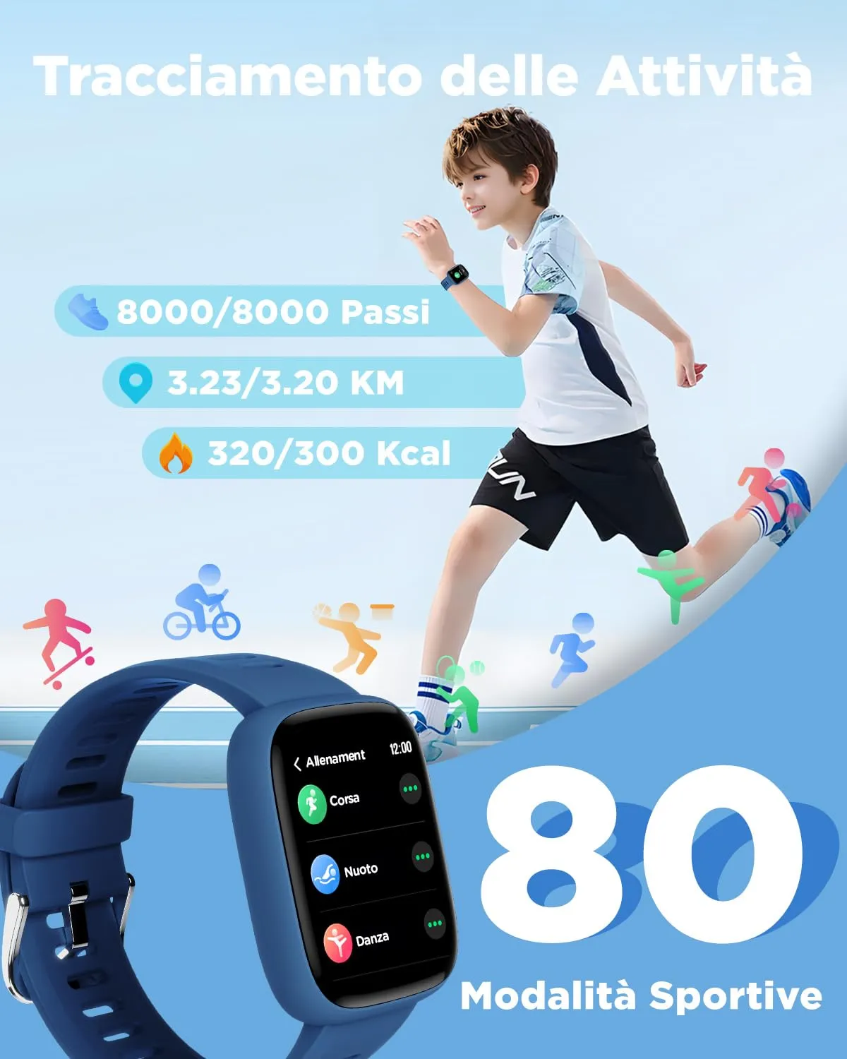 BIGGERFIVE Brave 2 Smartwatch Fitness Tracker for Kids and Teens, 1.8" Screen - immagine 3