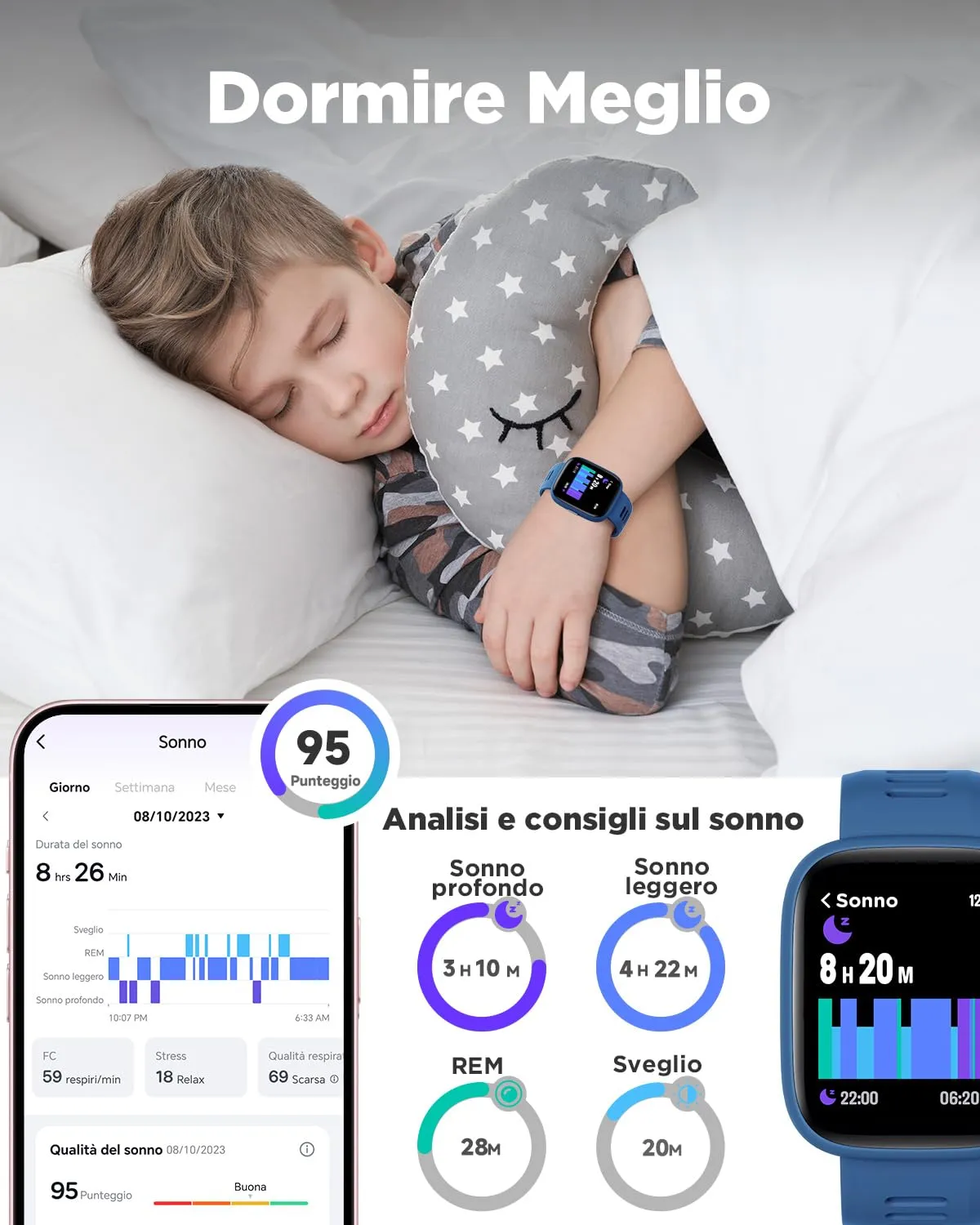 BIGGERFIVE Brave 2 Smartwatch Fitness Tracker for Kids and Teens, 1.8" Screen - immagine 4