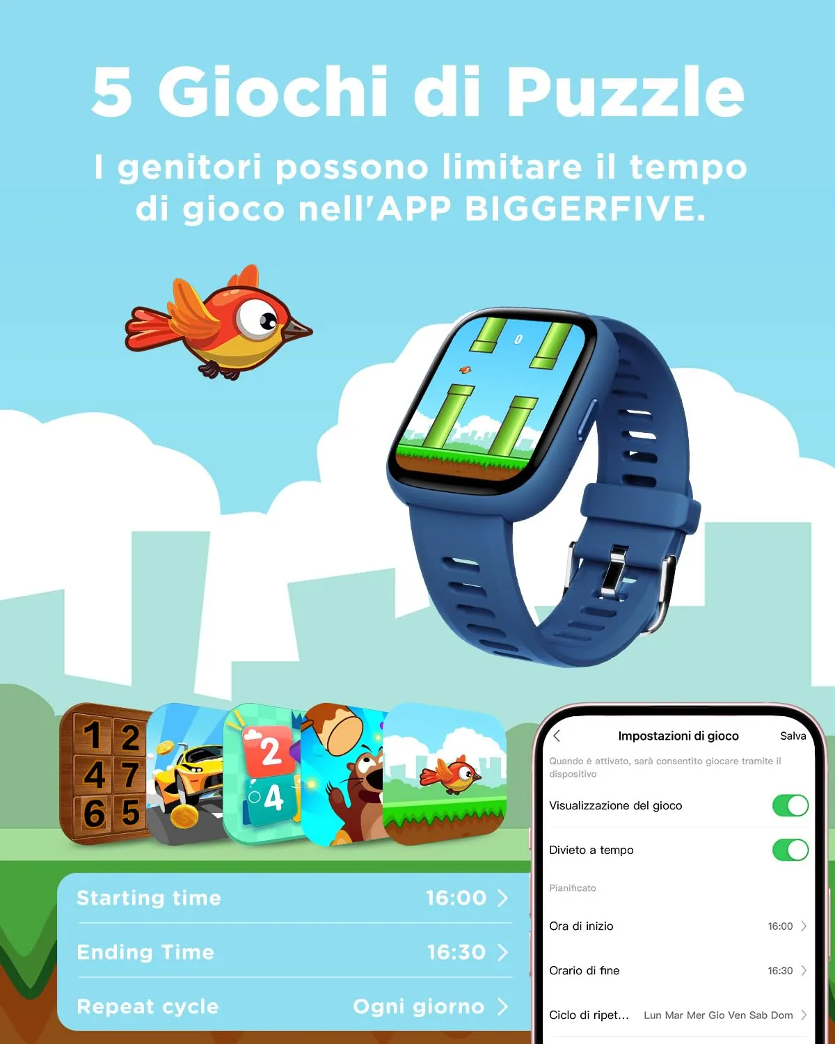 BIGGERFIVE Brave 2 Smartwatch Fitness Tracker for Kids and Teens, 1.8" Screen - immagine 6