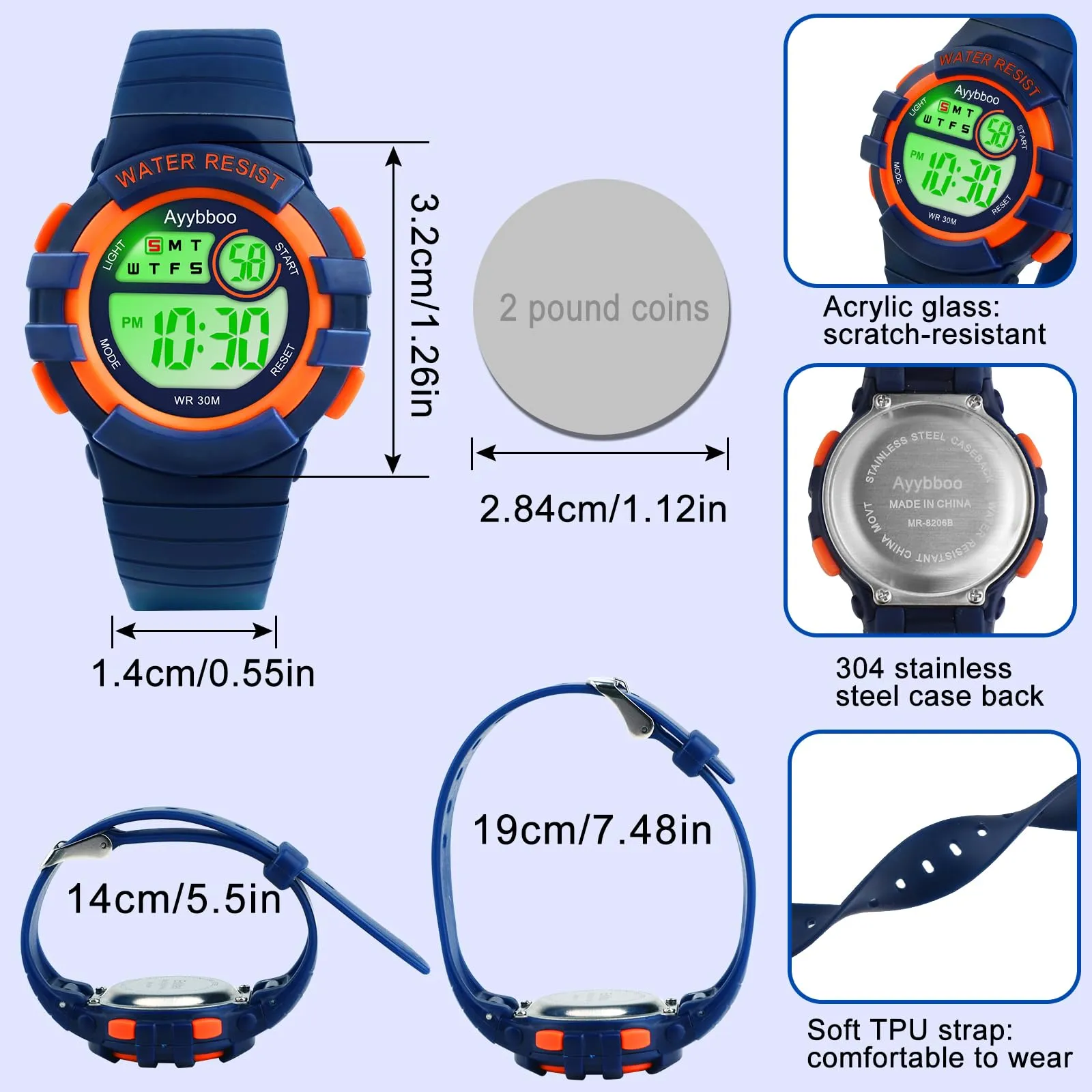 Ayybboo Orologio Digitale per Bambini e Bambine 4-16 Anni 8206B - immagine 6