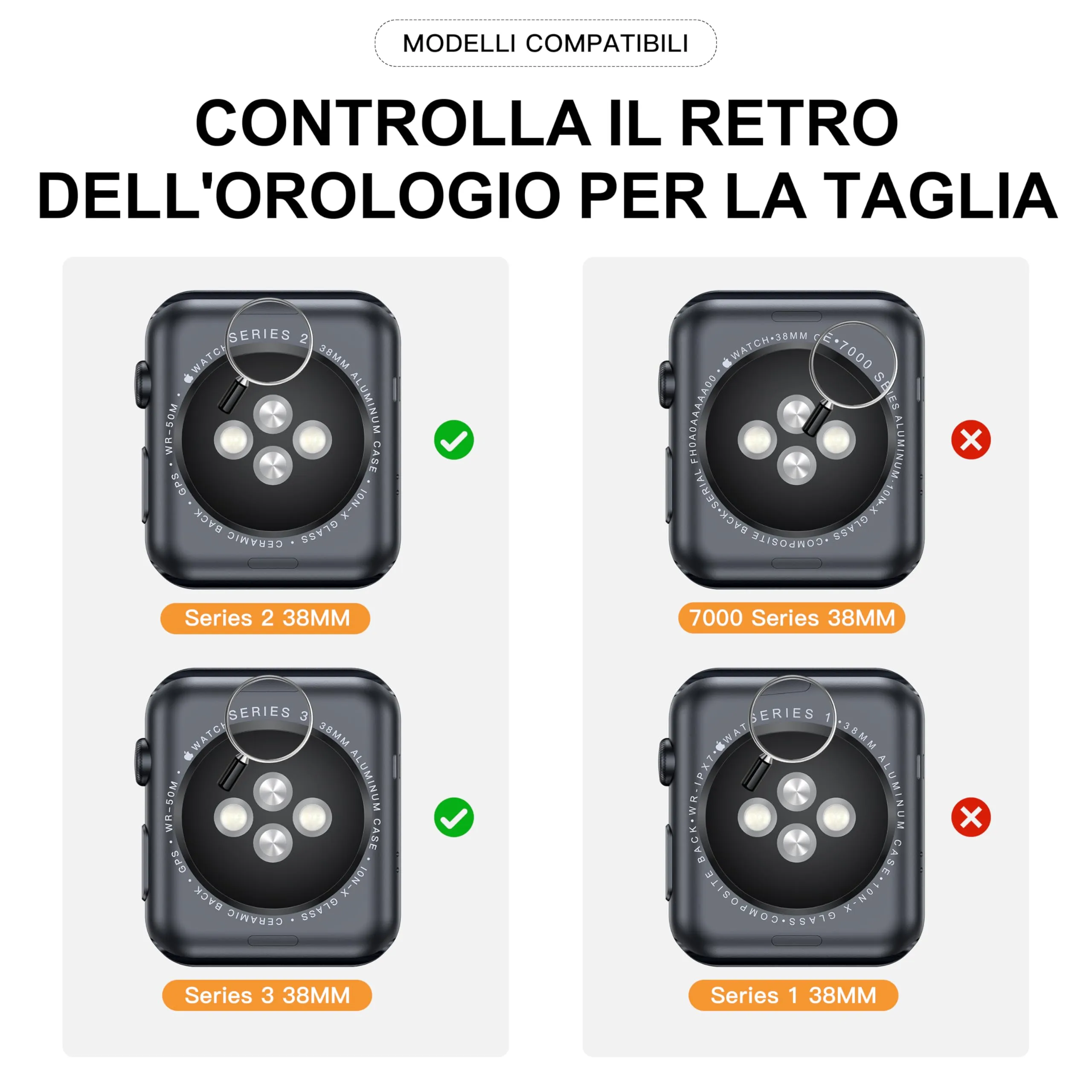 Misxi Cover PC con Vetro Temperato per Apple Watch Serie 2/3 38mm, 1 Argento + 1 Trasparente - immagine 3