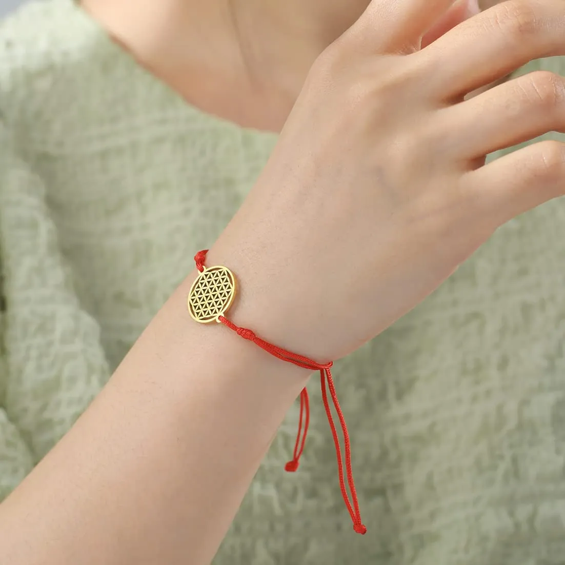 unift Bracciale Fiore della Vita in Acciaio Inox Regolabile - Oro - immagine 3