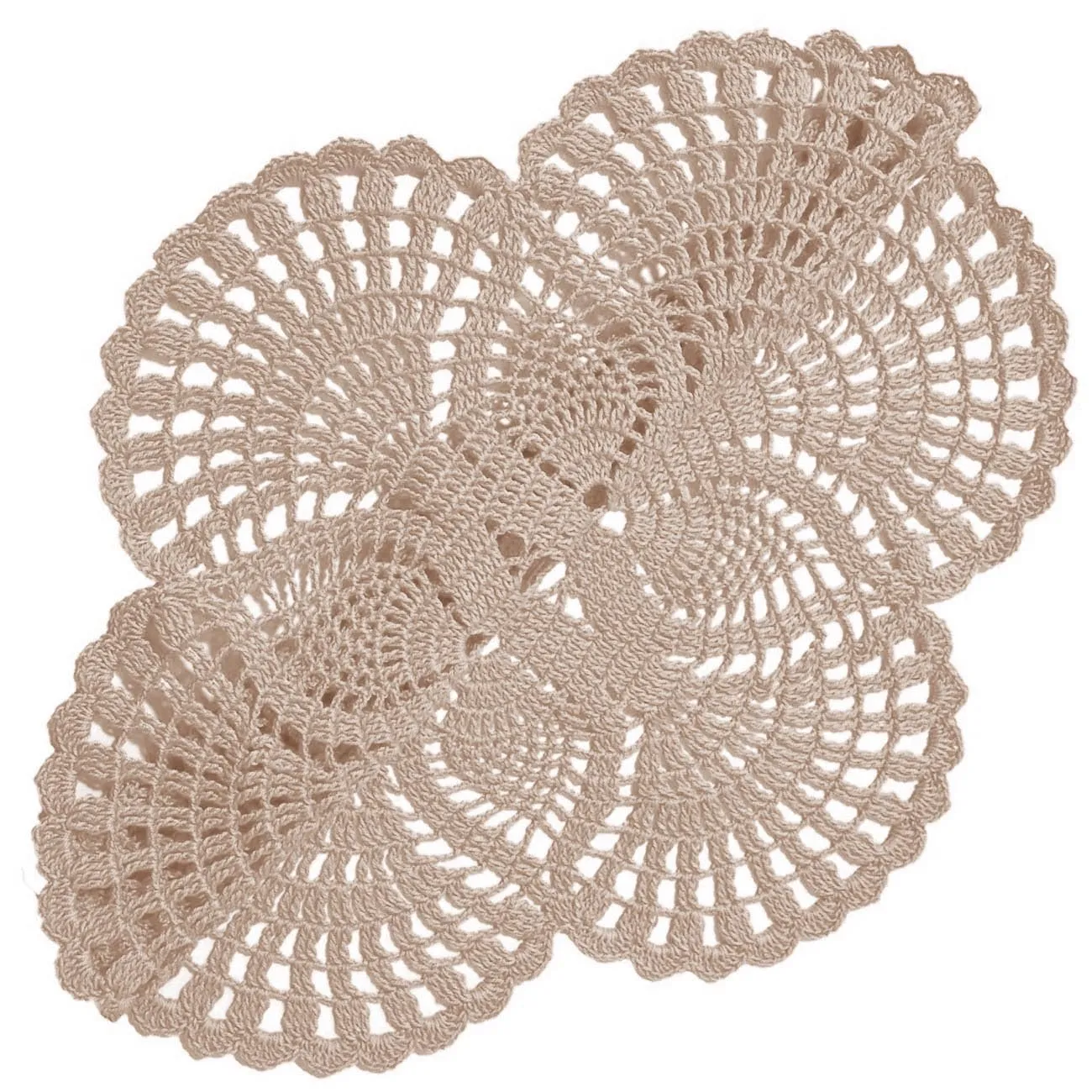 BOMHCS Centrino in pizzo fatto a mano all'uncinetto, rotondo, 39,4 cm - 44,5 cm, beige - immagine 2