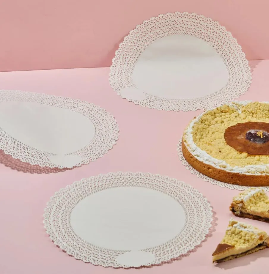 Centrini Rotondi in Carta Pizzo Bianca per Torte e Pasticceria, 100 Pezzi (Ø 28 cm) - immagine 4