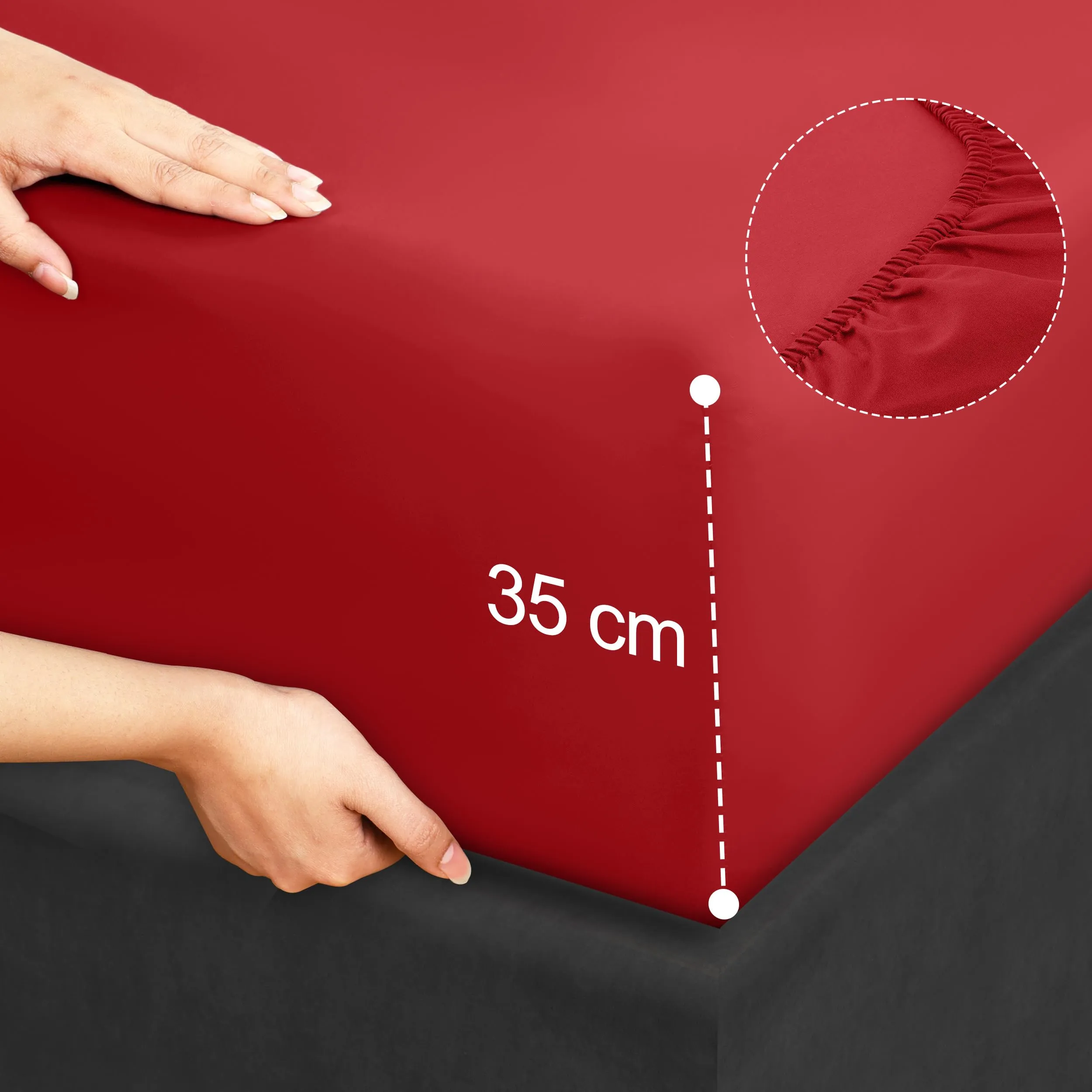 Utopia Bedding Set Lenzuola Letto 4 Pezzi, 180x200cm, Rosso - immagine 5