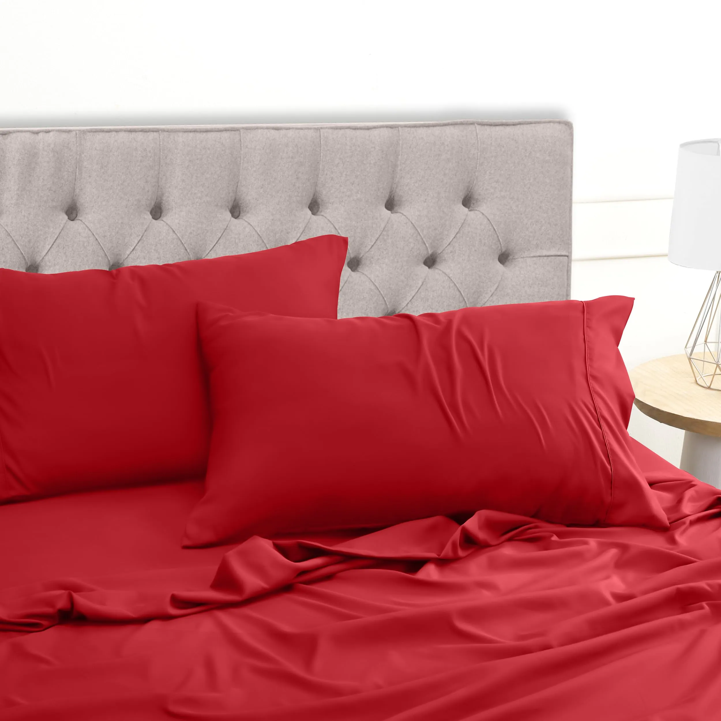 Utopia Bedding Set Lenzuola Letto 4 Pezzi, 180x200cm, Rosso - immagine 6