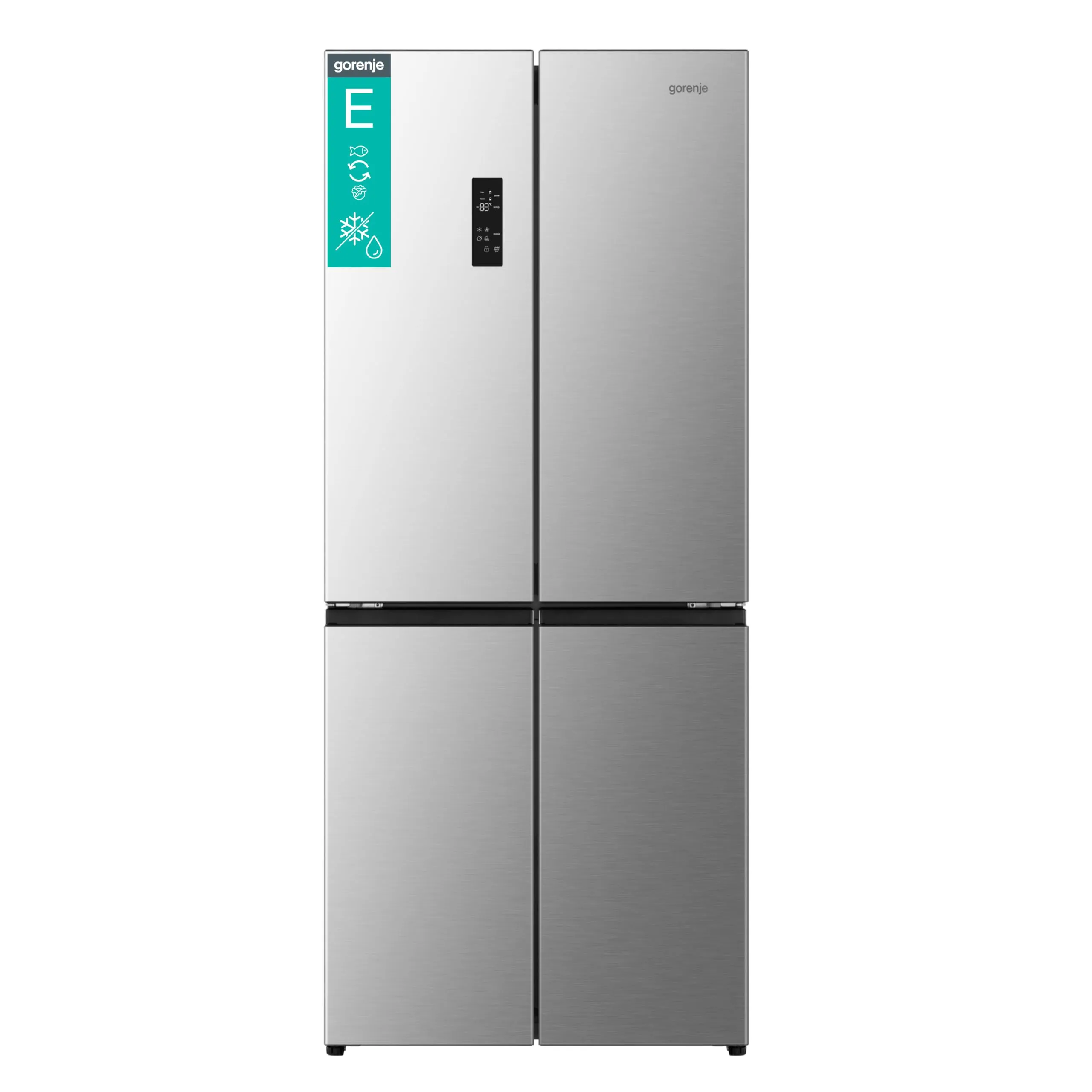 Gorenje NRM819E61X Frigorifero Quattro Porte Grigio, 460 Litri, Classe E, Inverter, Total No Frost, MultiFlow 360°, Display LED - immagine 1