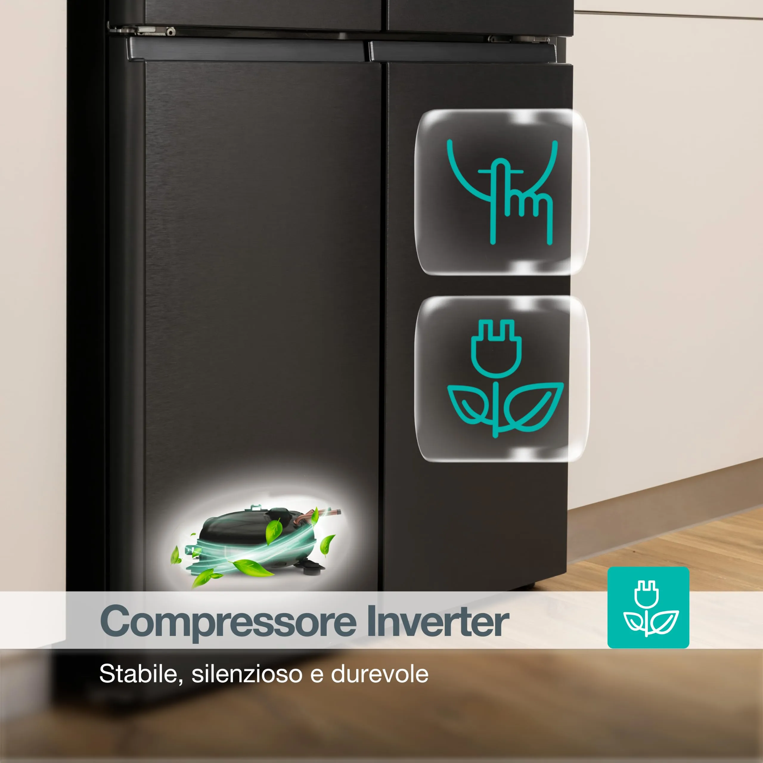 Gorenje NRM819E61X Frigorifero Quattro Porte Grigio, 460 Litri, Classe E, Inverter, Total No Frost, MultiFlow 360°, Display LED - immagine 5