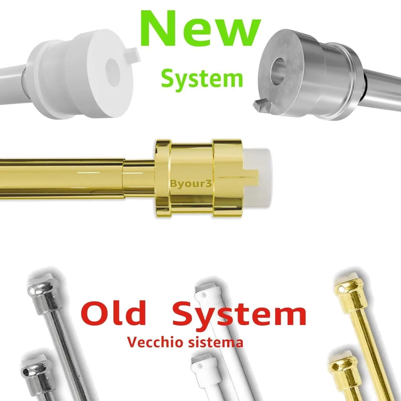 Byour3 Bastoni per Tende a Vetro a Pressione Universali (Bianco PVC da 61 a 110 cm) - immagine 2
