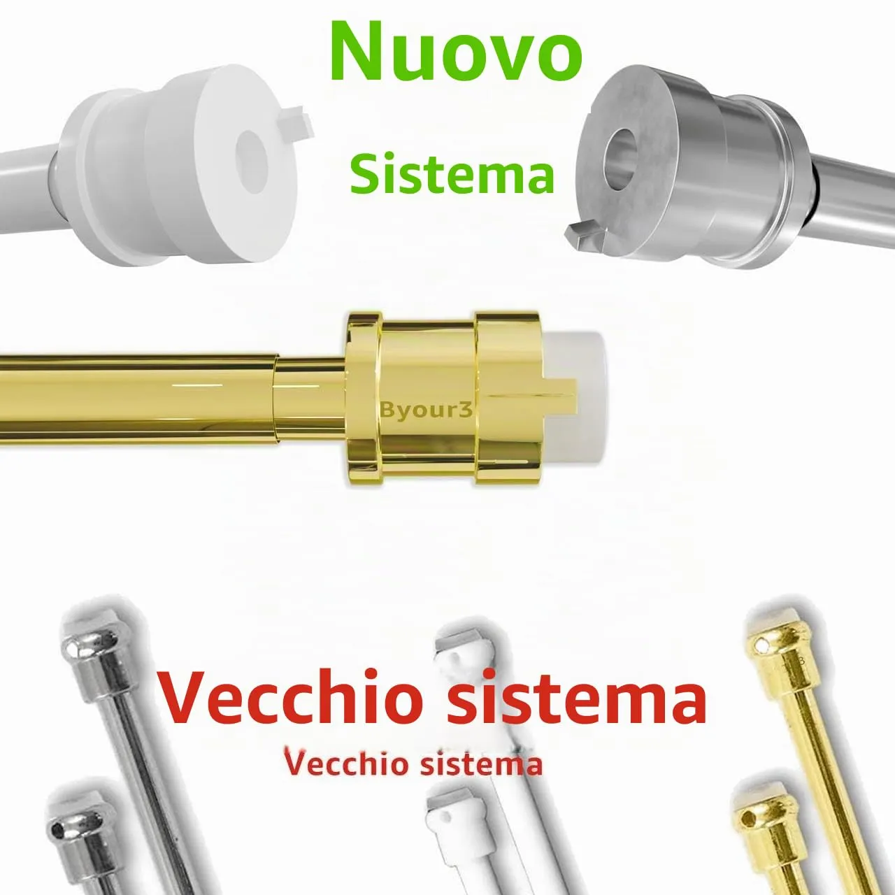 Byour3 Coppia Bastoni a Pressione per Porta Finestra Bacchette Estensibili Telescopiche (Bianco PVC da 37 a 63 cm) - immagine 2