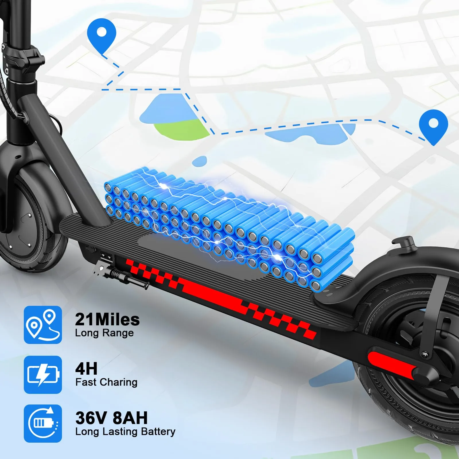 Zephyride D997 Monopattino Elettrico Adulto, Motore 350W, 25km/H, Autonomia 35KM, Pneumatici 10", Pieghevole - immagine 3