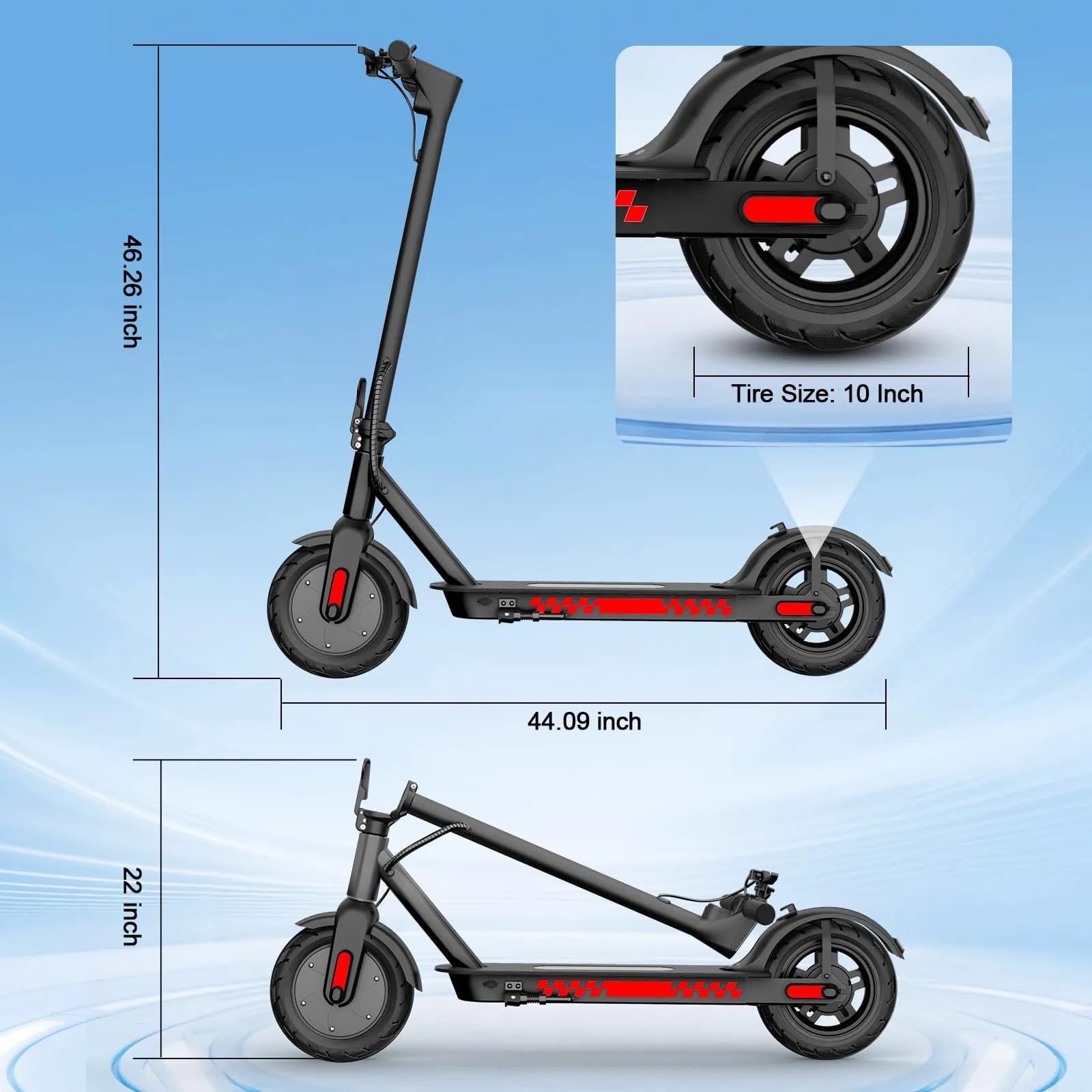 Zephyride D997 Monopattino Elettrico Adulto, Motore 350W, 25km/H, Autonomia 35KM, Pneumatici 10", Pieghevole - immagine 6