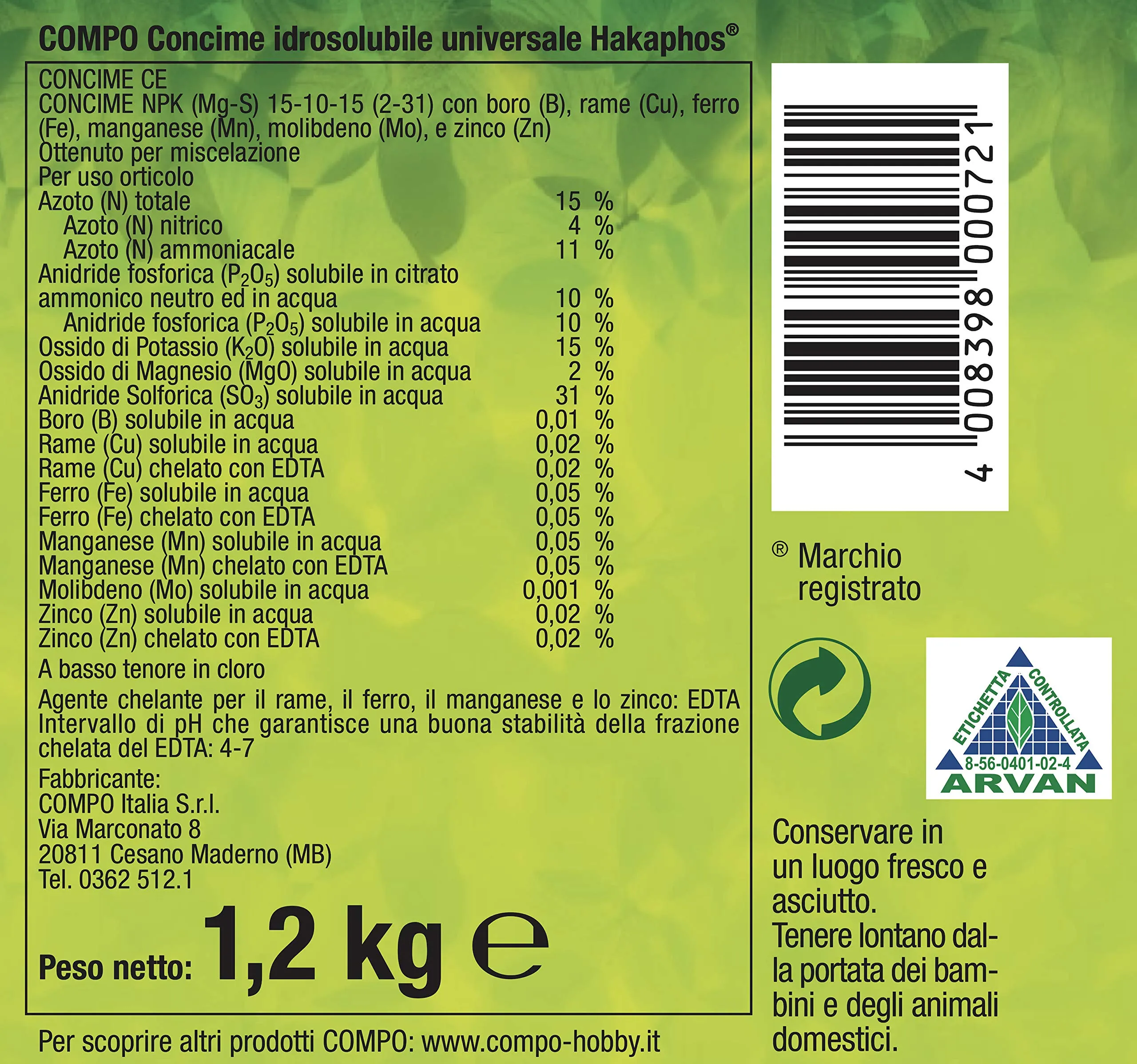 Compo Concime Idrosolubile Universale, 1,2 kg - immagine 3