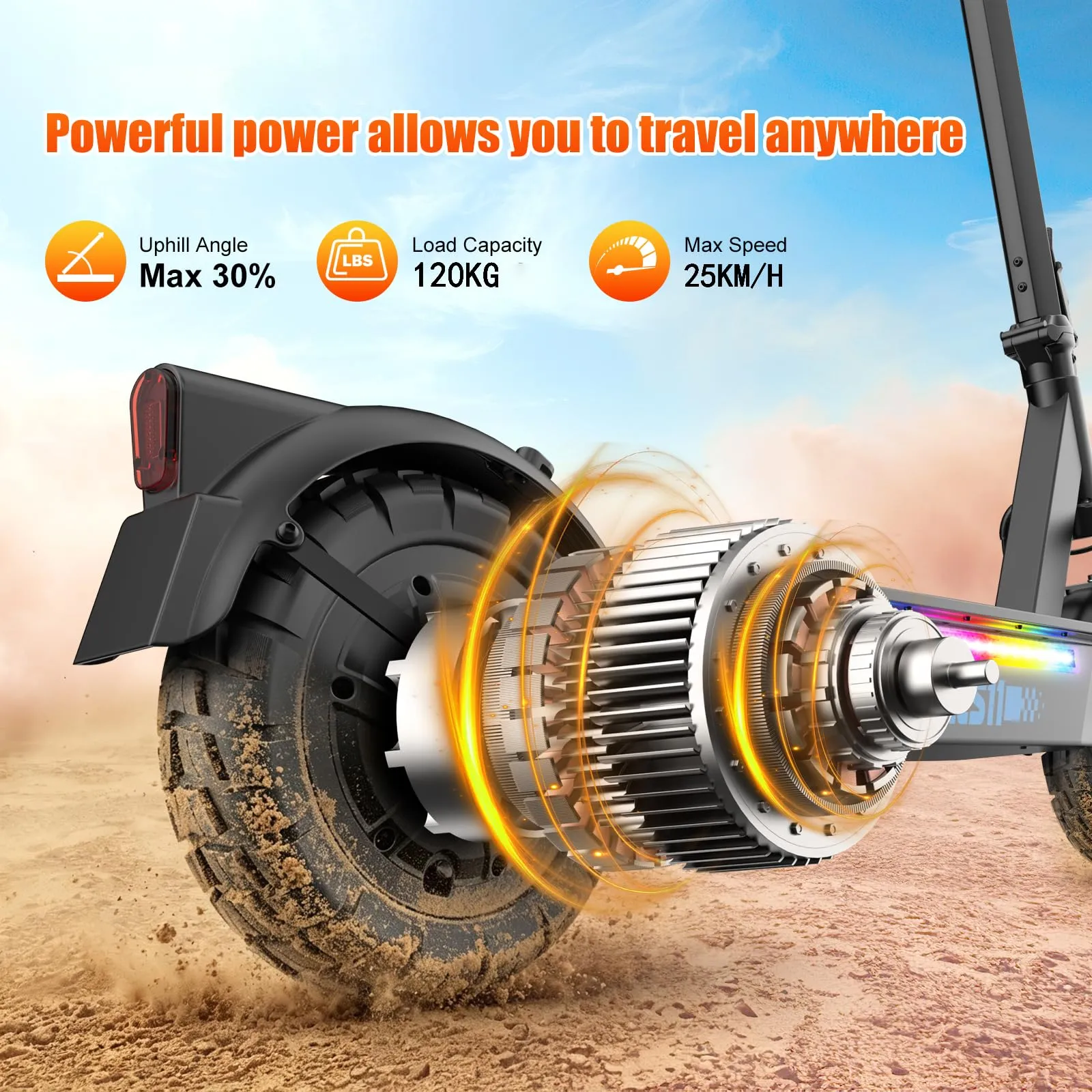 Zephyride RS11 Monopattino Elettrico Adulto, Motore 500W, Velocità 25km/H, Autonomia 55km, Pneumatici 10", Pieghevole, Carico Max 120kg - immagine 2