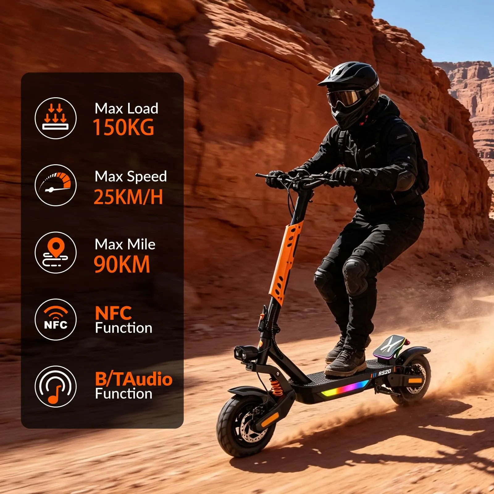 Zephyride RS21 Monopattino Elettrico Adulto, Motore 500W, 48V 25Ah, Autonomia 90km, Velocità 25km/h, Pneumatici 10", Pieghevole - immagine 2