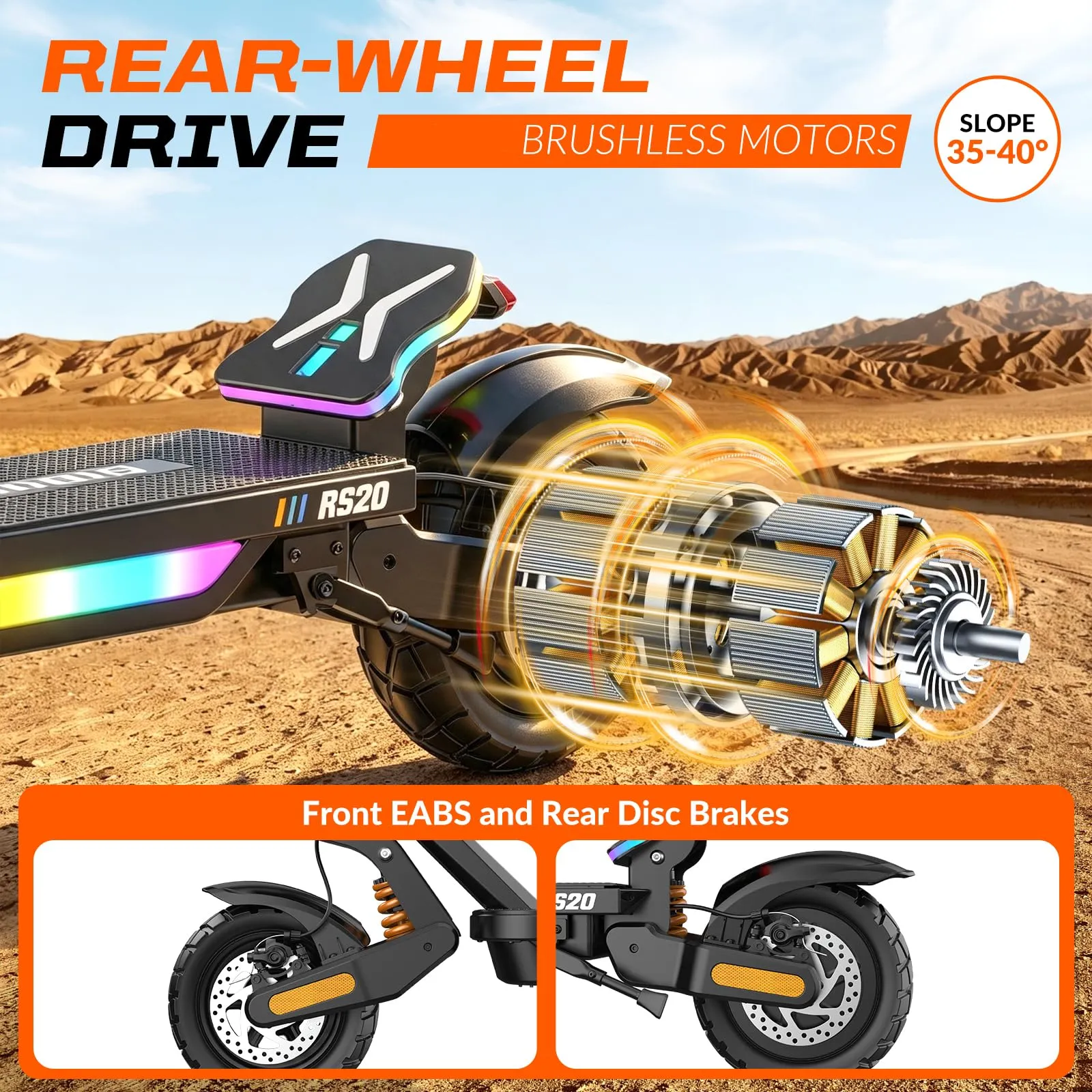 Zephyride RS21 Monopattino Elettrico Adulto, Motore 500W, 48V 25Ah, Autonomia 90km, Velocità 25km/h, Pneumatici 10", Pieghevole - immagine 4