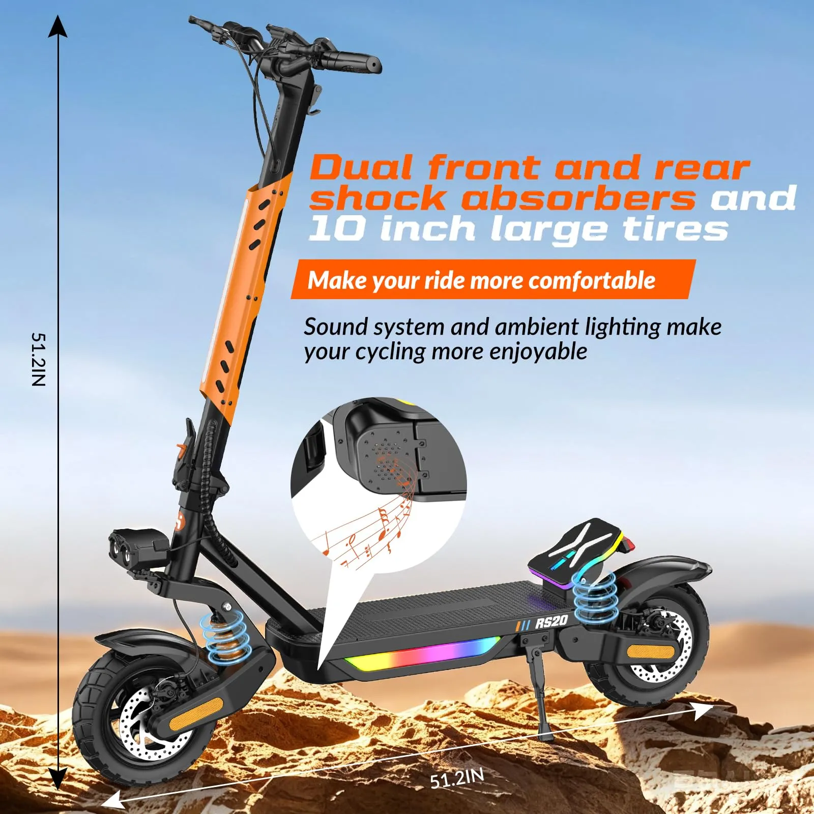 Zephyride RS21 Monopattino Elettrico Adulto, Motore 500W, 48V 25Ah, Autonomia 90km, Velocità 25km/h, Pneumatici 10", Pieghevole - immagine 6