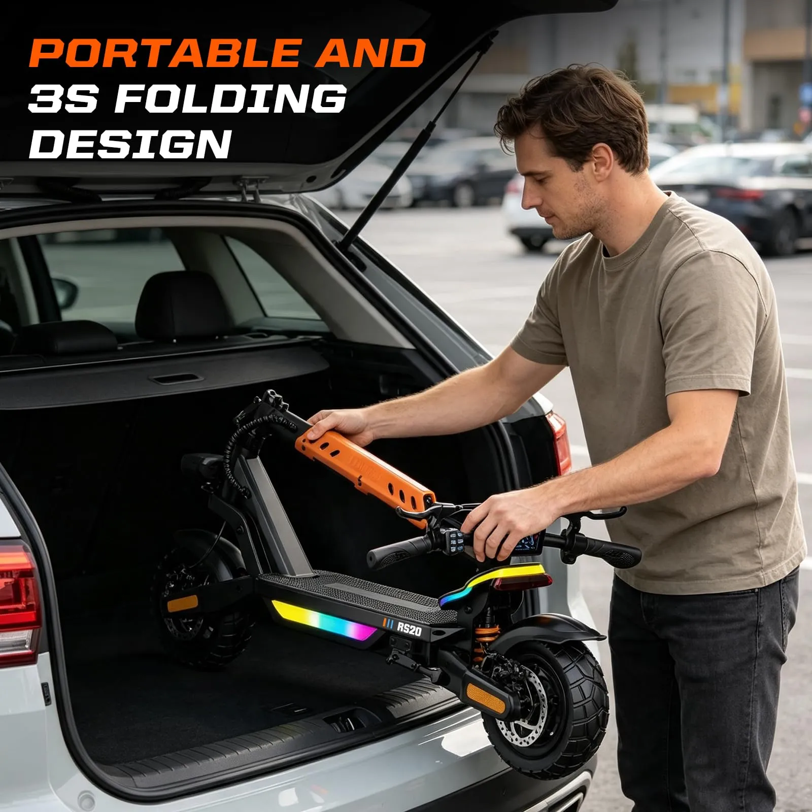Zephyride RS21 Monopattino Elettrico Adulto, Motore 500W, 48V 25Ah, Autonomia 90km, Velocità 25km/h, Pneumatici 10", Pieghevole - immagine 7