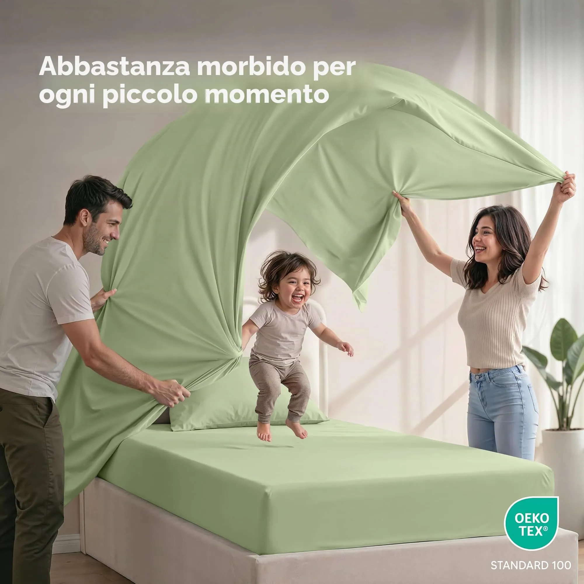 Utopia Bedding Set di lenzuola per letto singolo XL, 3 pezzi, Verde Salvia - immagine 5