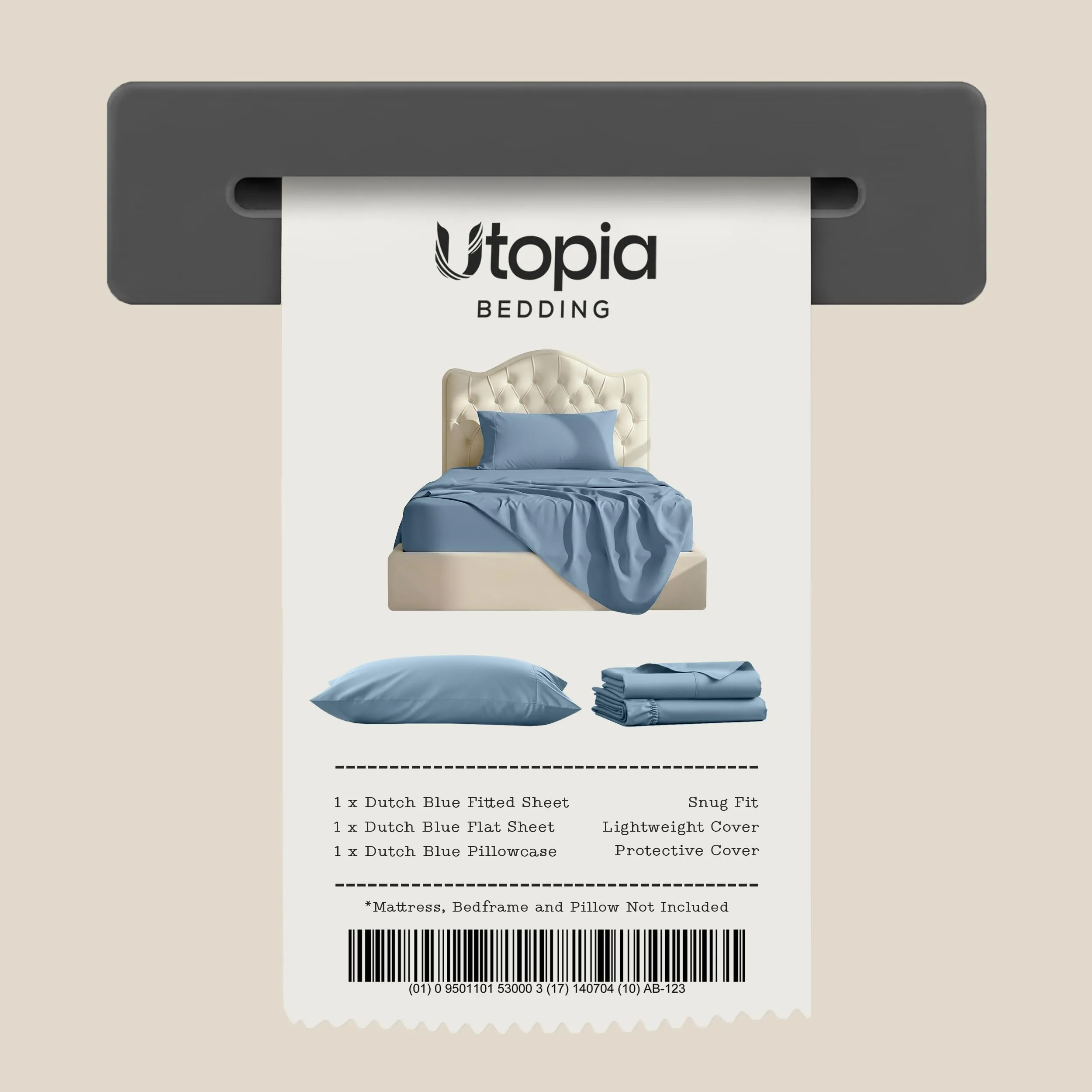 Utopia Bedding Set di lenzuola per letto singolo, 3 pezzi, microfibra, Blu Crepuscolo - immagine 7