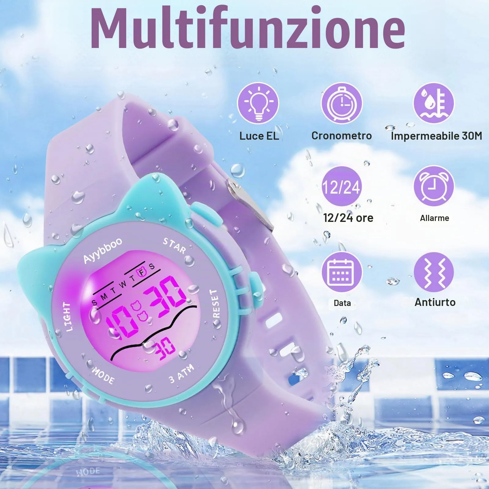 Ayybboo Orologio Digitale per Bambini e Bambine 4-16 anni - immagine 2