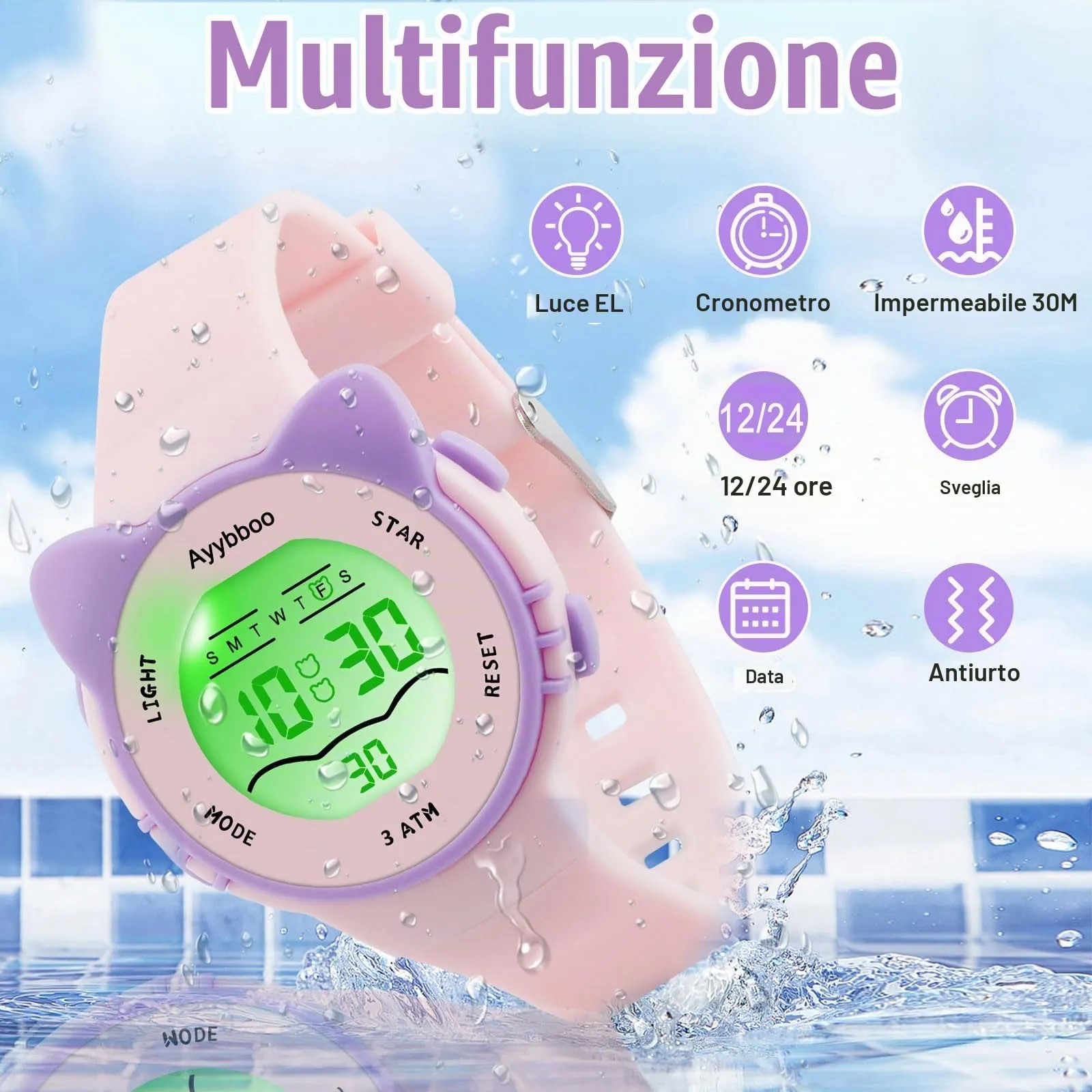 Ayybboo Orologio Digitale per Bambini e Bambine Mr2206 - immagine 2