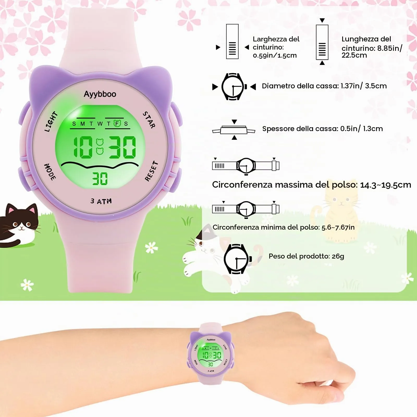 Ayybboo Orologio Digitale per Bambini e Bambine Mr2206 - immagine 5