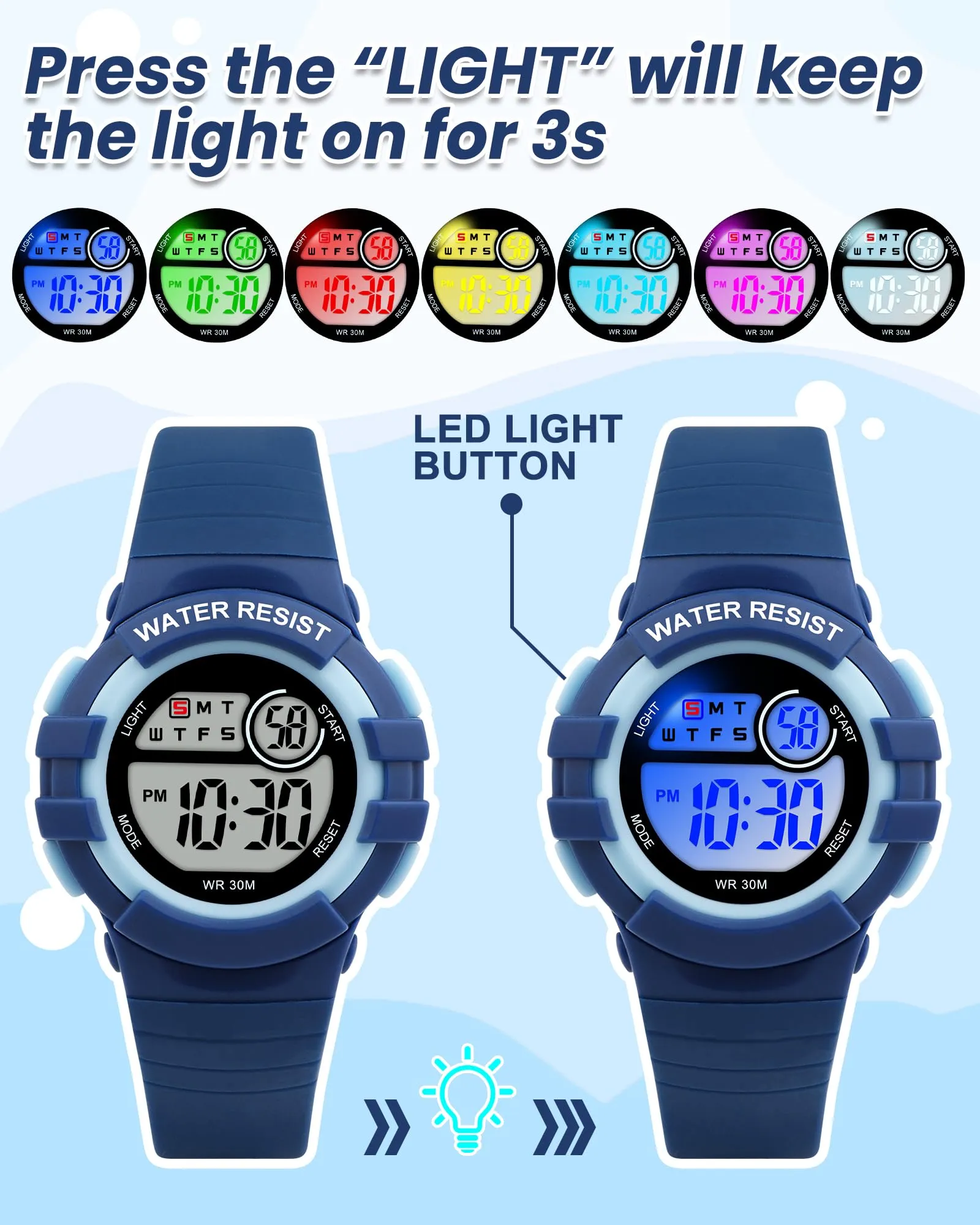 Ayybboo Orologio Digitale per Bambini e Bambine 4-16 anni, 8206B - immagine 3