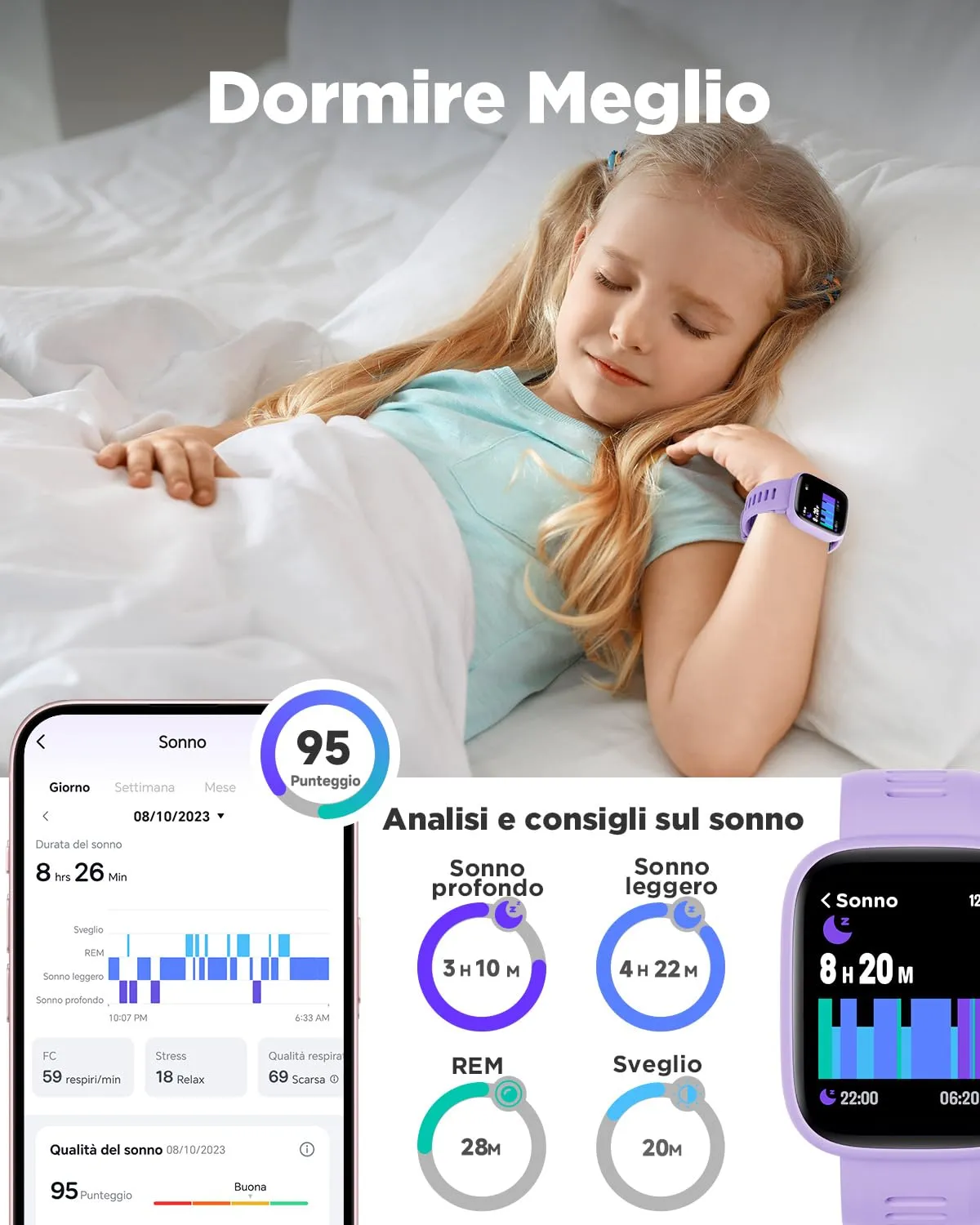 BIGGERFIVE Brave 2 Smartwatch for Kids and Teens, 1.8" Fitness Tracker - immagine 4