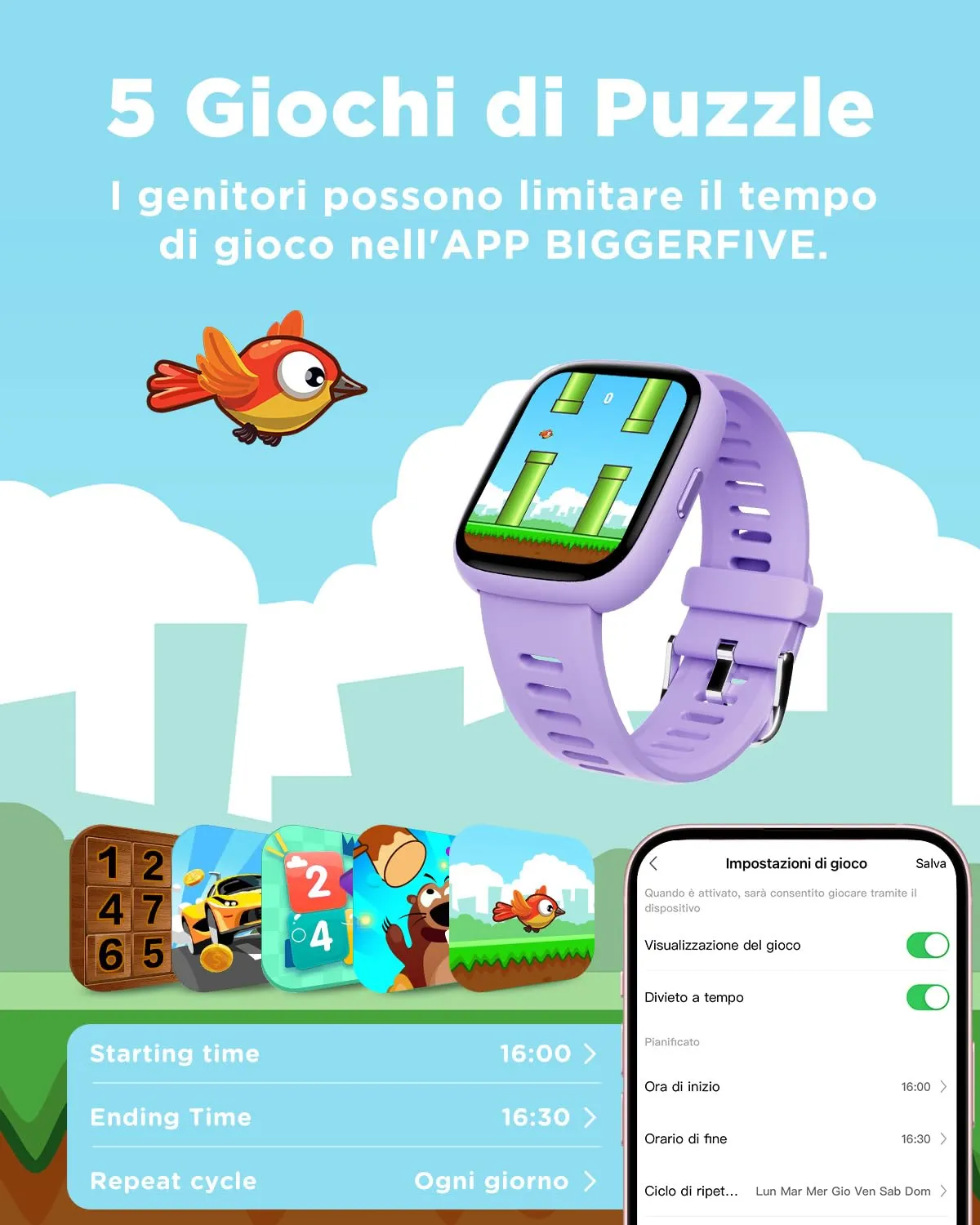 BIGGERFIVE Brave 2 Smartwatch for Kids and Teens, 1.8" Fitness Tracker - immagine 6