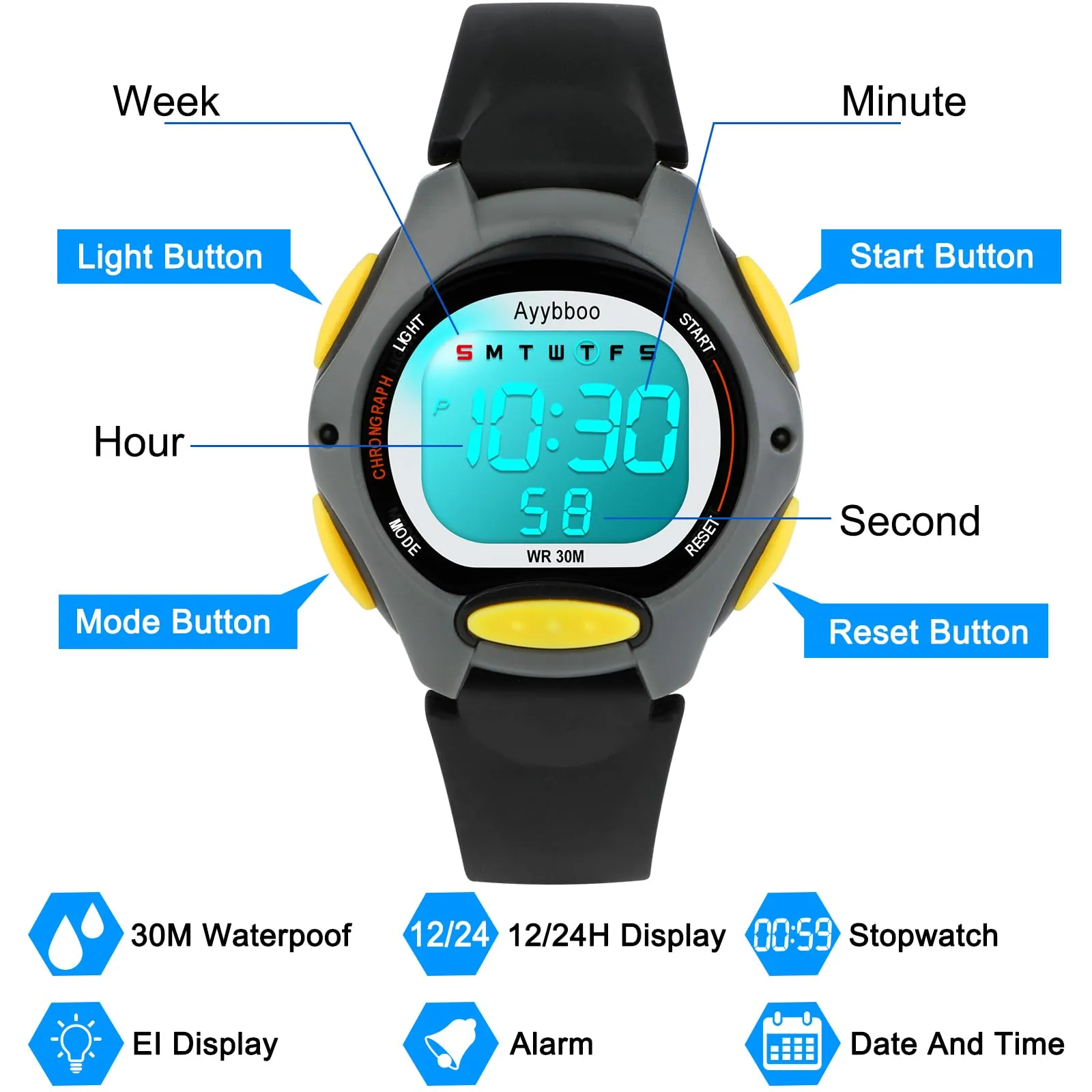 Ayybboo Orologio Digitale per Bambini e Bambine 4-16 anni - immagine 6
