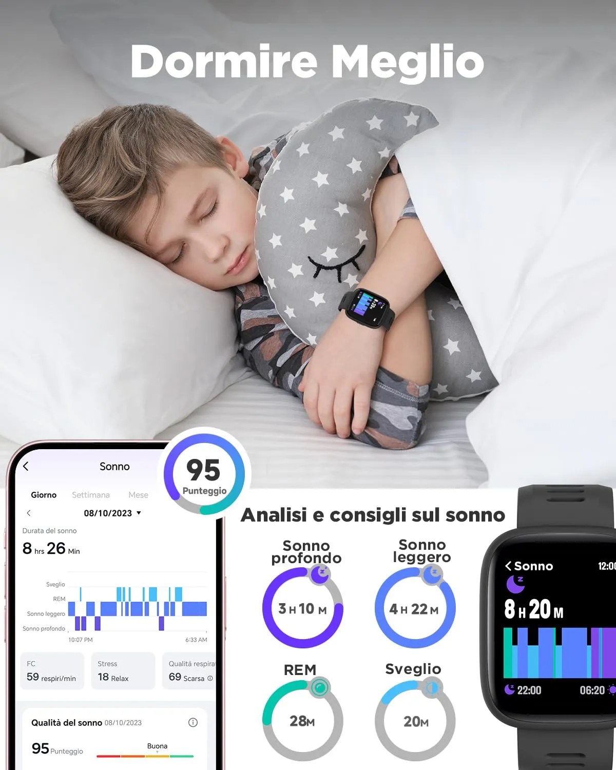 BIGGERFIVE Brave 2 Smartwatch for Kids and Teens, 1.8" Fitness Tracker - immagine 4