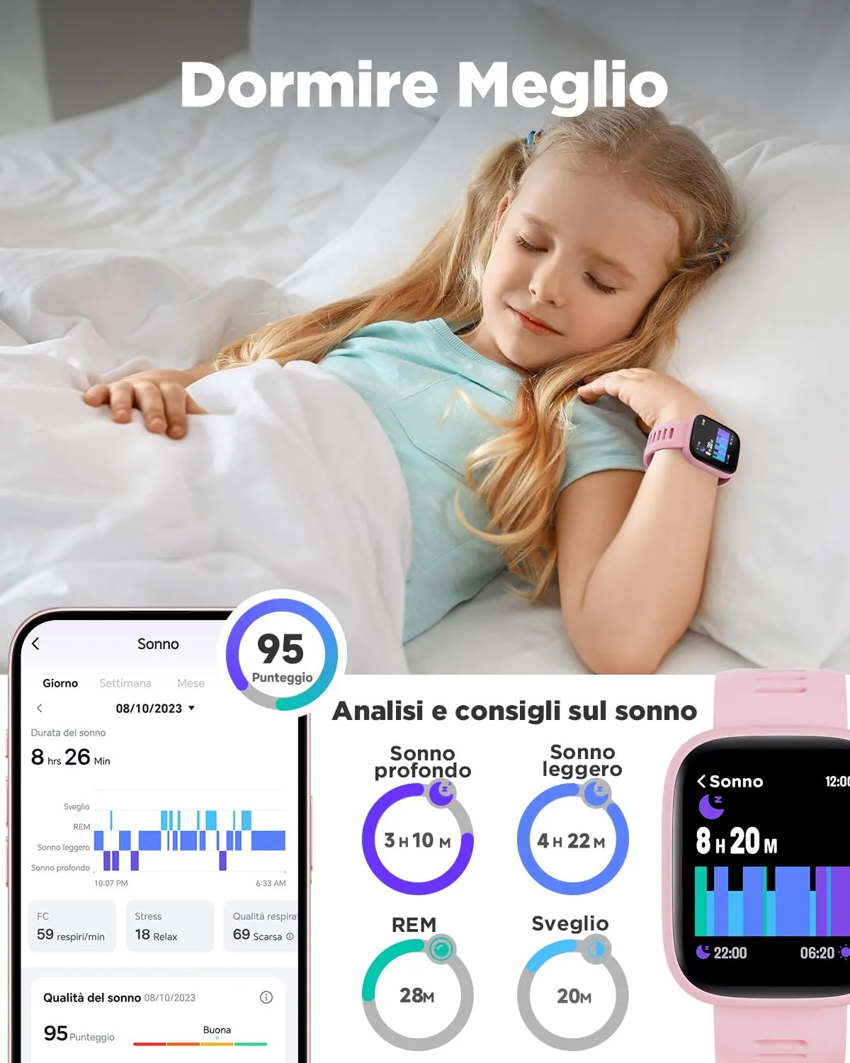 BIGGERFIVE Brave 2 Smartwatch for Kids and Teens 5-16, 1.8" Fitness Tracker - immagine 4