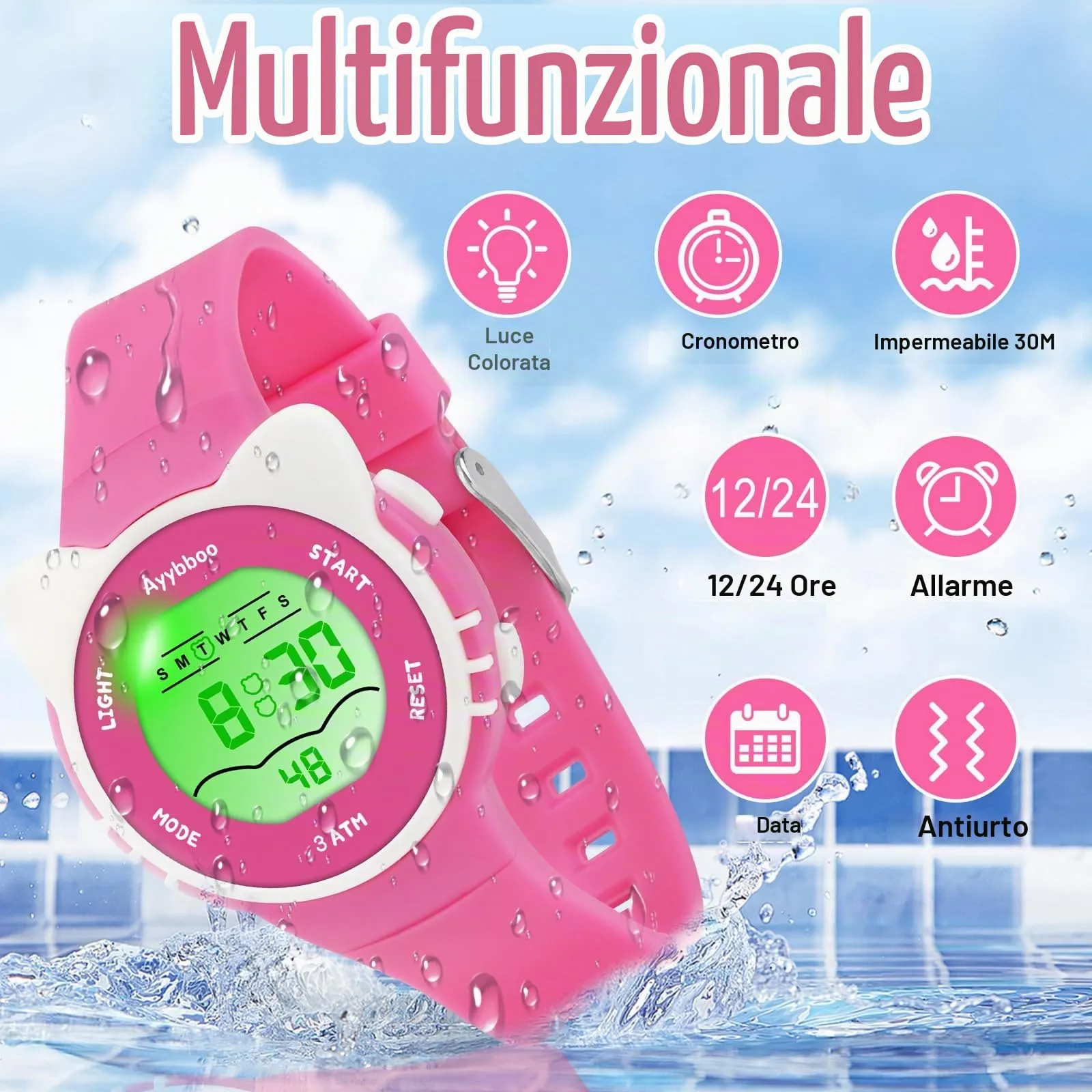 Ayybboo Orologio Digitale per Bambini e Bambine 4-16 Anni - immagine 2