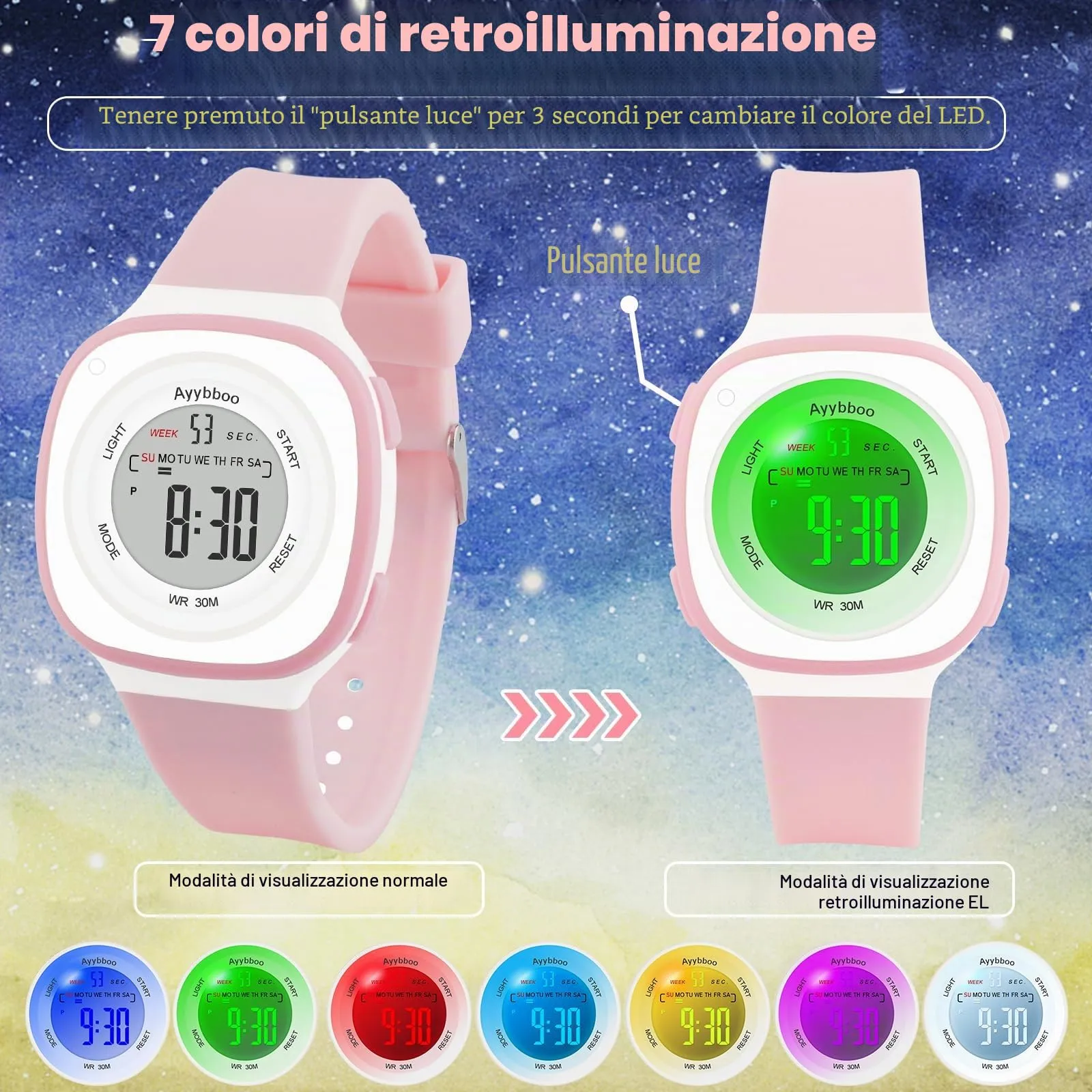 Ayybboo Orologio Digitale per Bambini e Bambine 4-16 anni - immagine 2