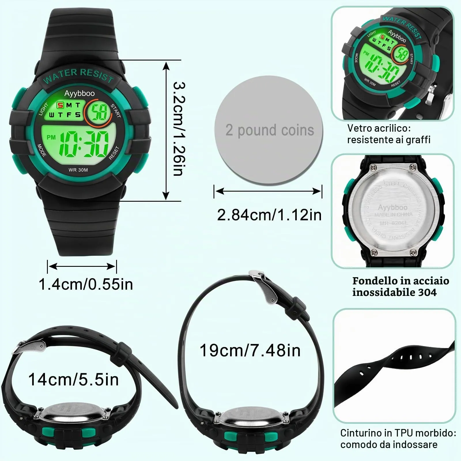 Ayybboo Orologio Digitale per Bambini e Bambine 4-16 anni, 8206B - immagine 6