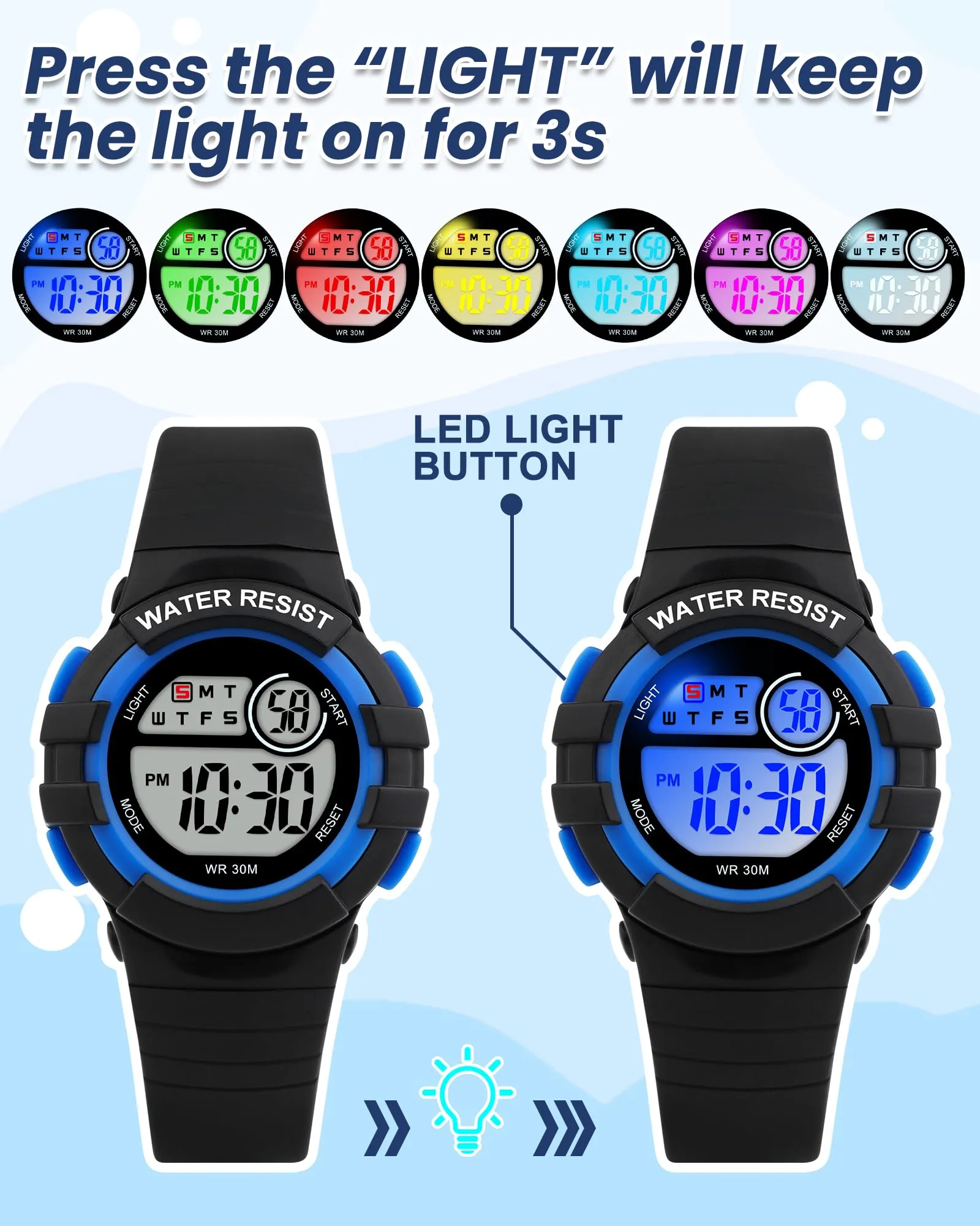 Ayybboo Orologio Digitale per Bambini e Bambine 4-16 anni 8206B - immagine 2