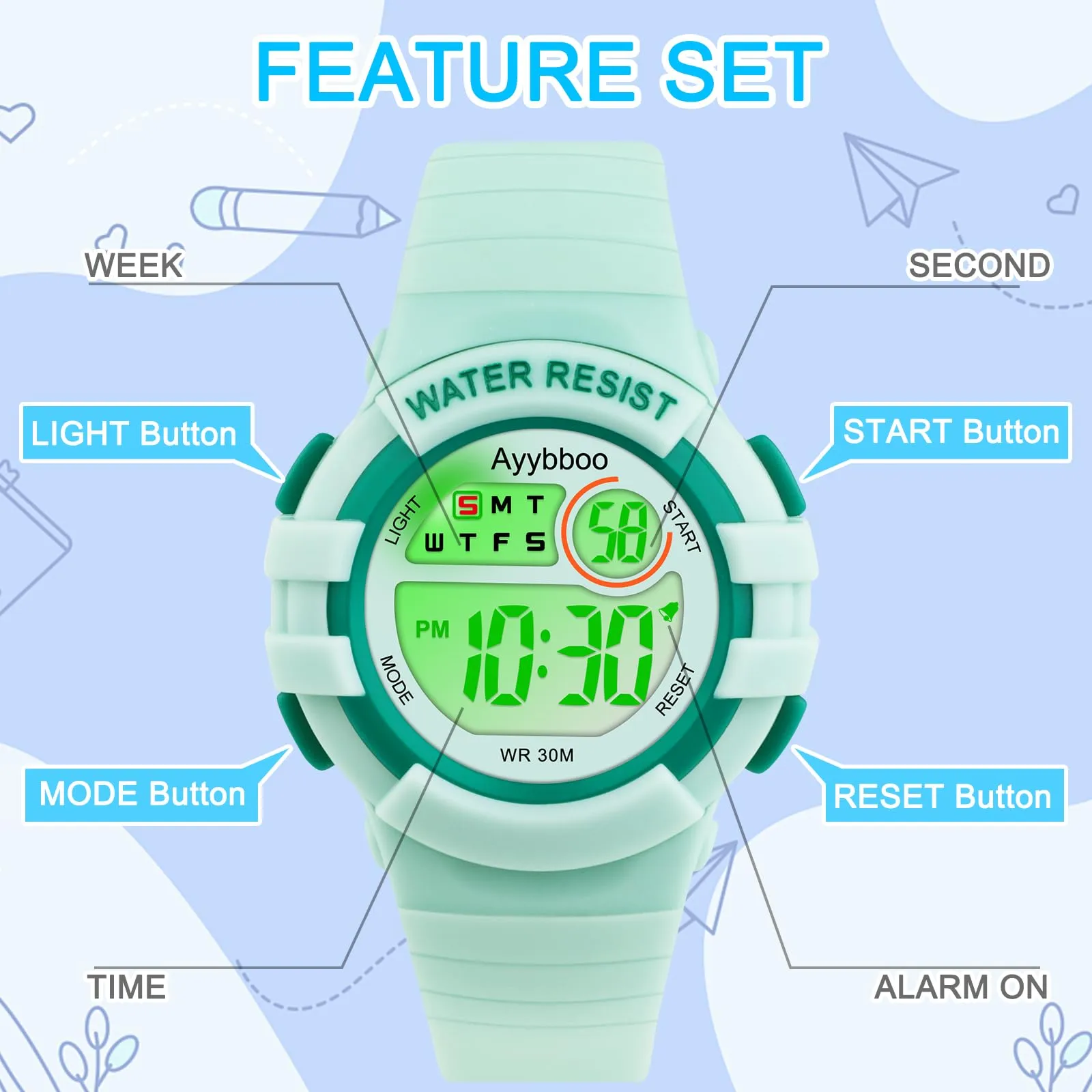 Ayybboo Orologio Digitale per Bambini e Bambine 4-16 anni - immagine 5