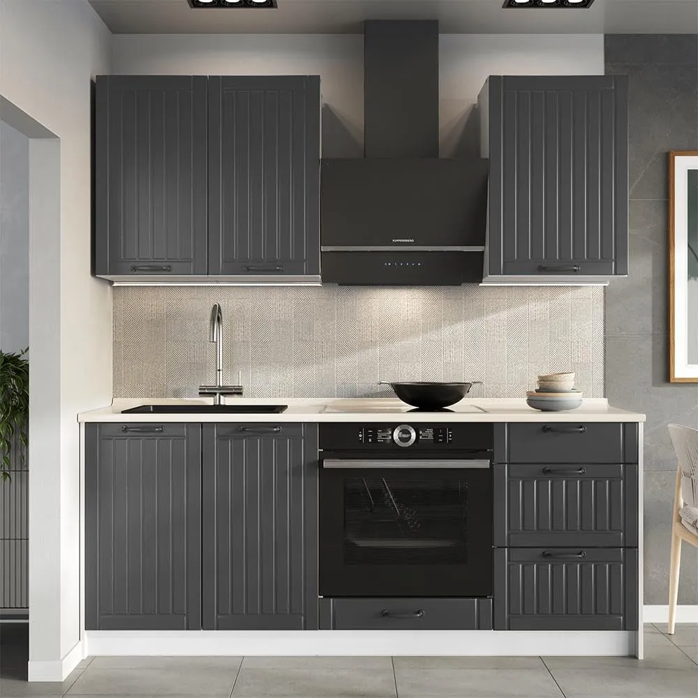 Vicco Mobile Lavello Cucina Fame-Line, Grigio Scuro/Bianco, 100 cm - immagine 5
