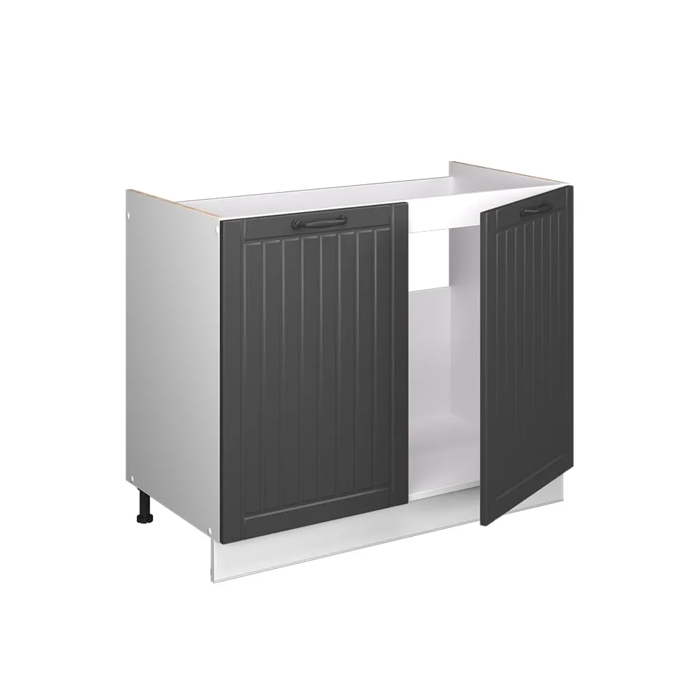 Vicco Mobile Lavello Cucina Fame-Line, Grigio Scuro/Bianco, 100 cm - immagine 6