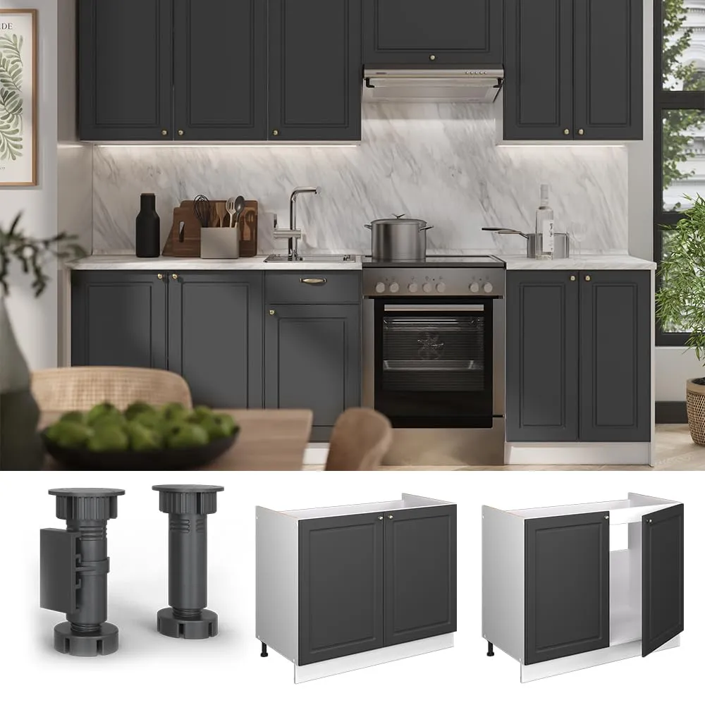 Vicco Mobile Lavello Cucina Fame-Line Antracite Country/Bianco 100 cm - immagine 5