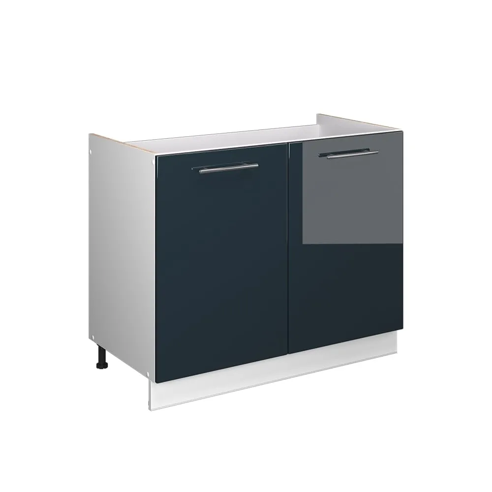 Vicco Mobile Lavello Cucina Fame-Line, Blu Scuro Lucido/Bianco, 100 cm - immagine 1