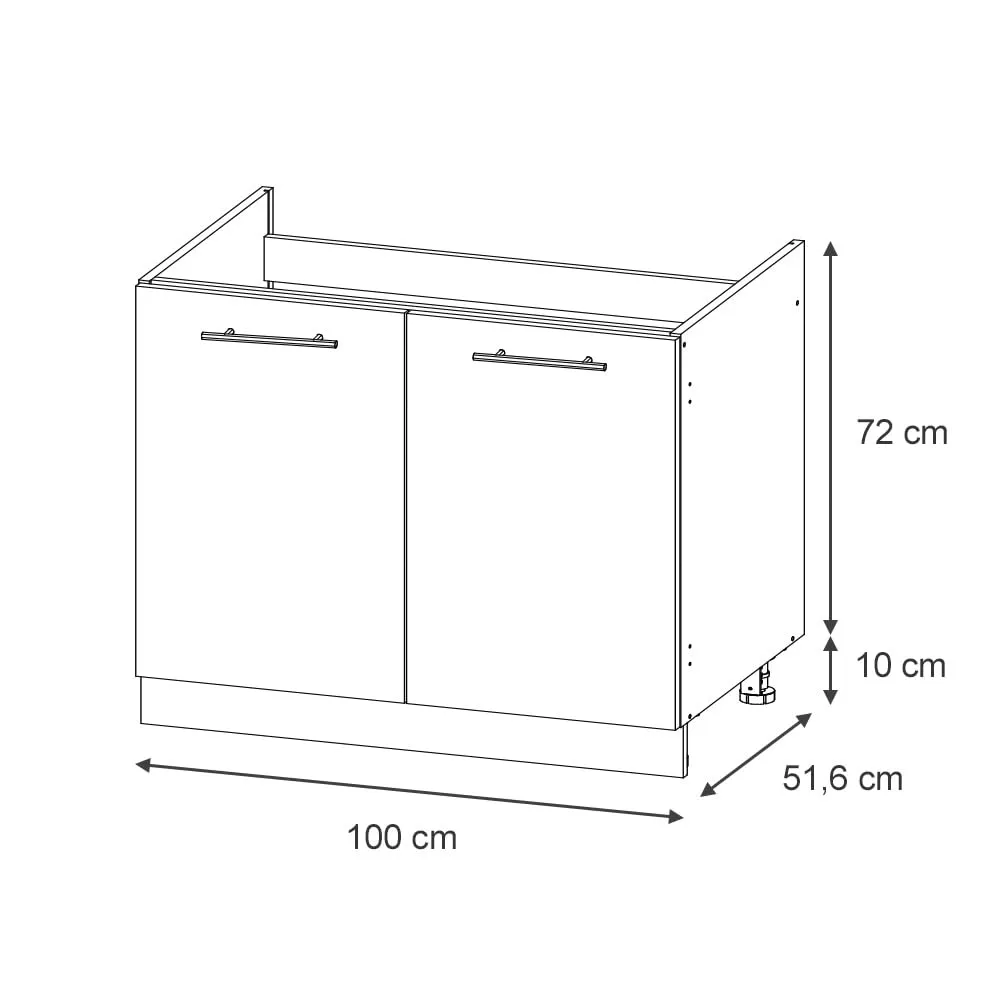 Vicco Mobile Lavello Cucina Fame-Line, Blu Scuro Lucido/Bianco, 100 cm - immagine 2