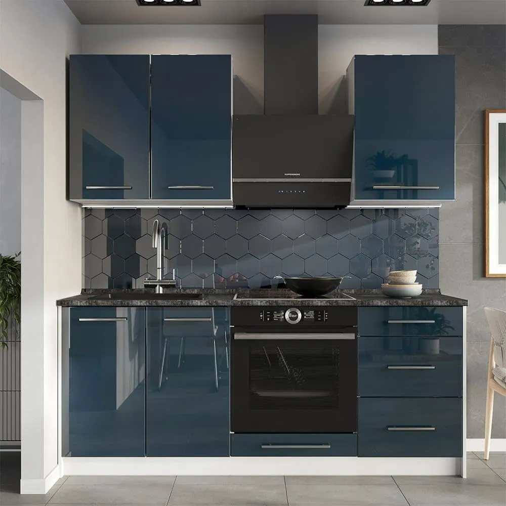 Vicco Mobile Lavello Cucina Fame-Line, Blu Scuro Lucido/Bianco, 100 cm - immagine 5