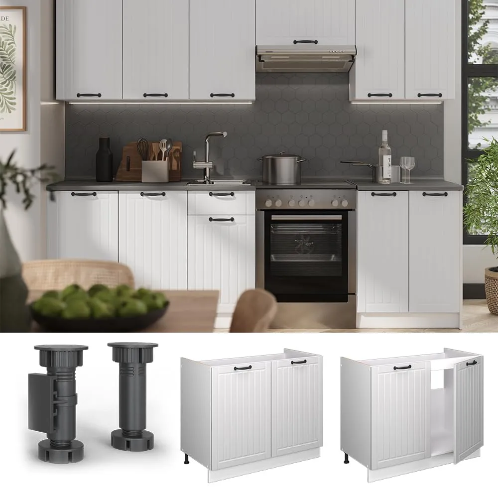 Vicco Mobile Lavello Cucina Fame-Line, Bianco Country/Bianco, 100 cm - immagine 5