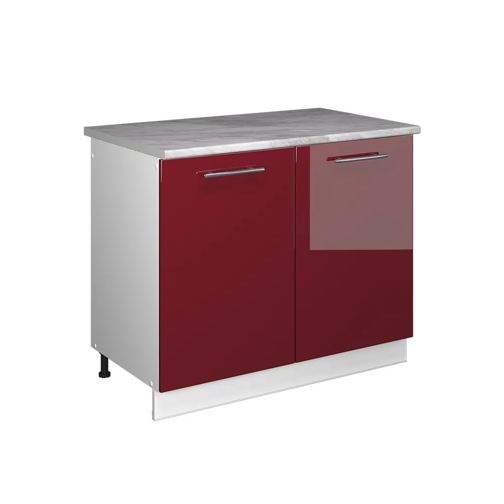 Vicco Mobile Lavello Cucina Fame-Line, Bordeaux Lucido/Bianco, 100 cm - immagine 1