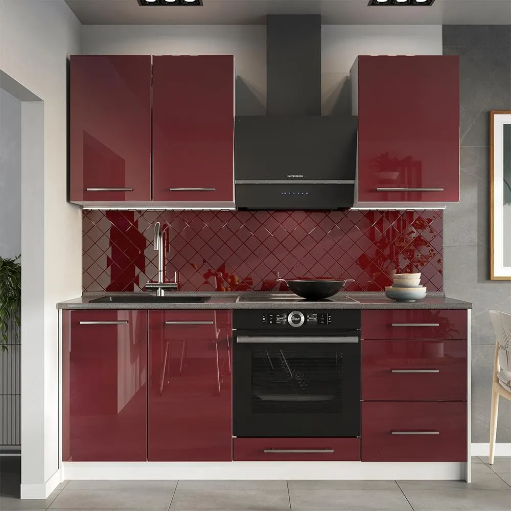 Vicco Mobile Lavello Cucina Fame-Line, Bordeaux Lucido/Bianco, 100 cm - immagine 6